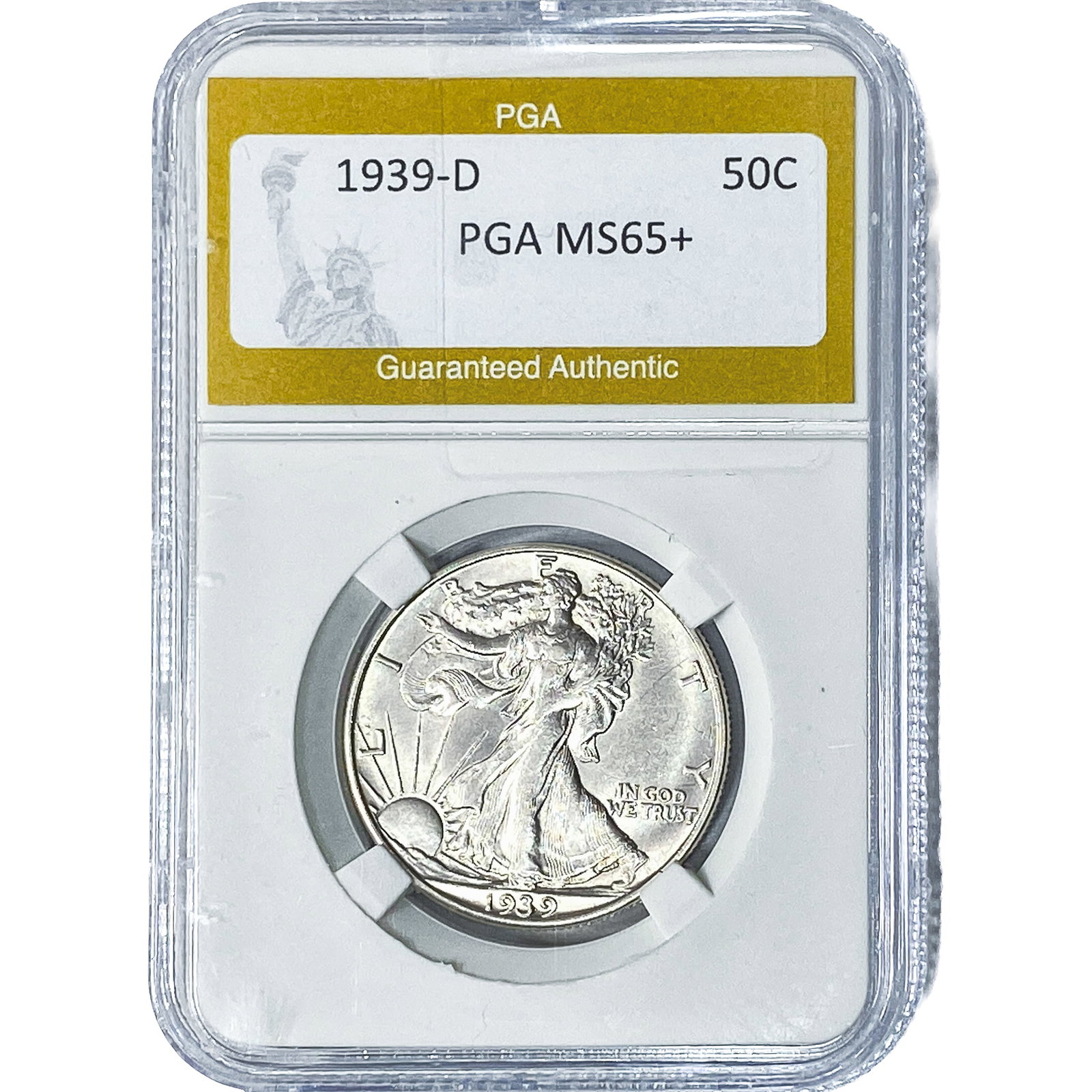 1939-D Walking Liberty Half Dollar PGA MS65+: 1939-D Walking Liberty Half Dollar PGA MS65+