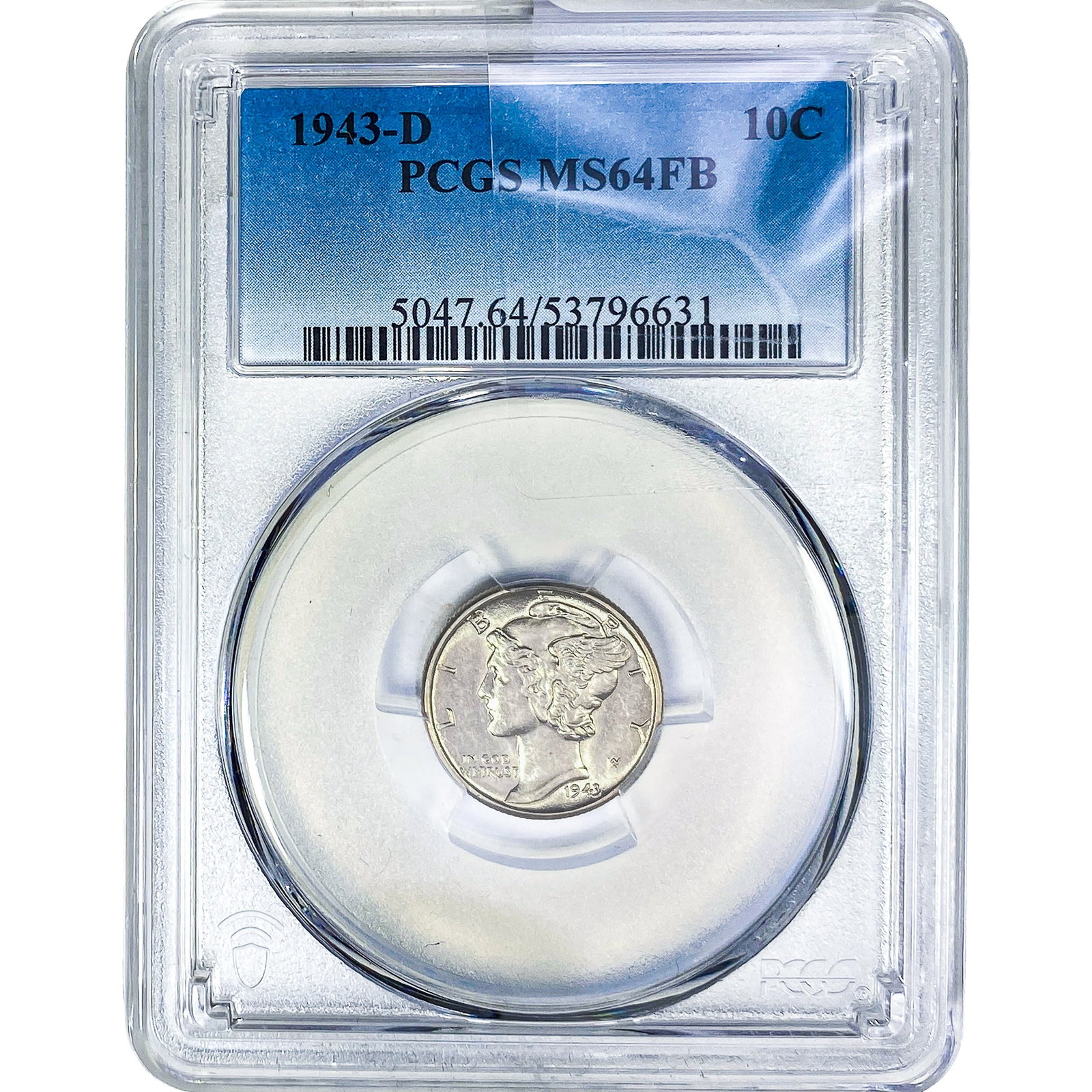 1943-D Mercury Silver Dime PCGS MS64 FB: 1943-D Mercury Silver Dime PCGS MS64 FB
