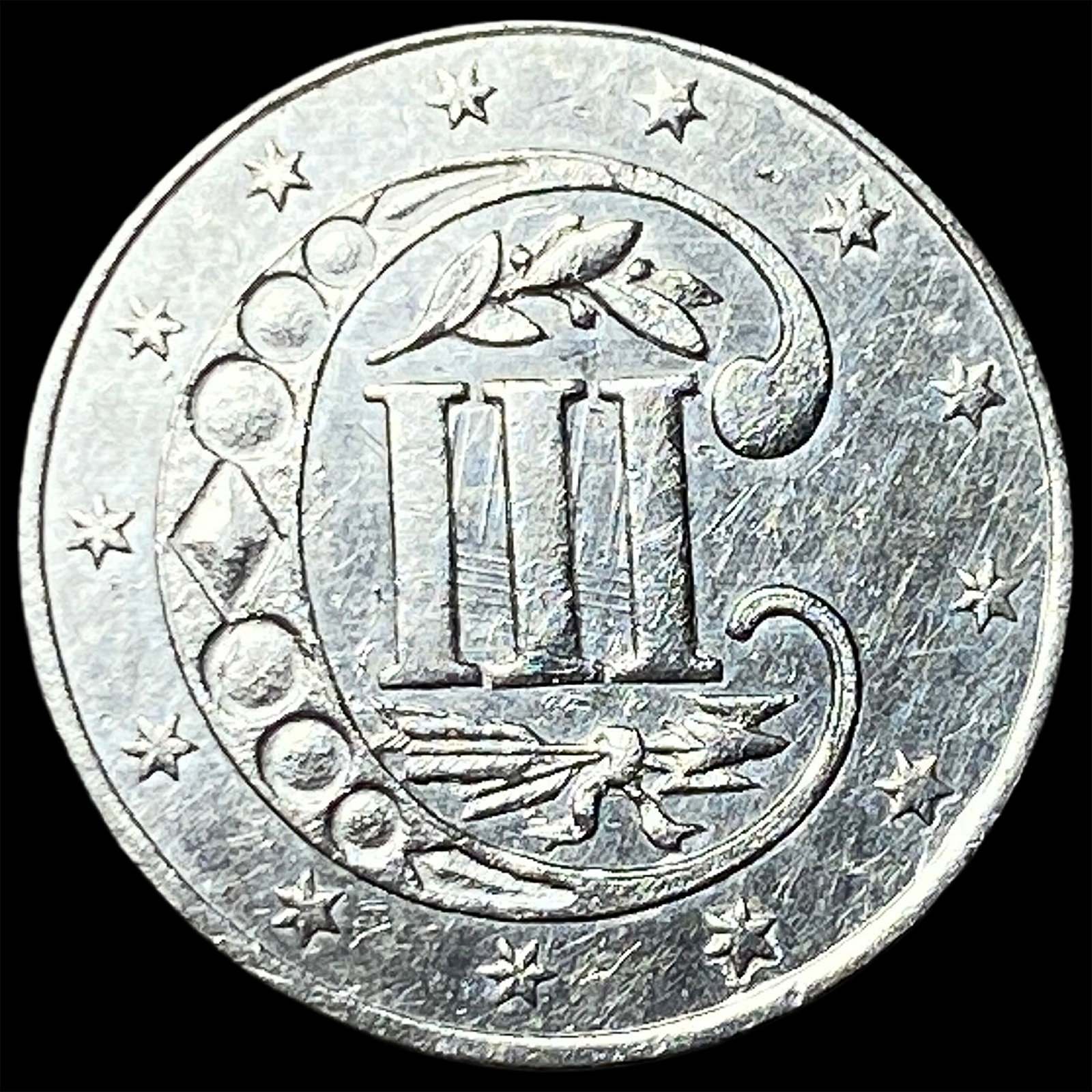 1861 Silver Three-Cent Piece UNCIRCULATED - 2