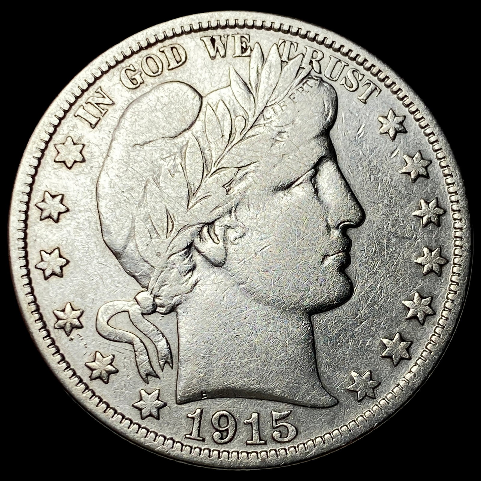 1915-D Silver Barber Half Dollar LIGHTLY CIRCULATED: 1915-D Silver Barber Half Dollar LIGHTLY CIRCULATED