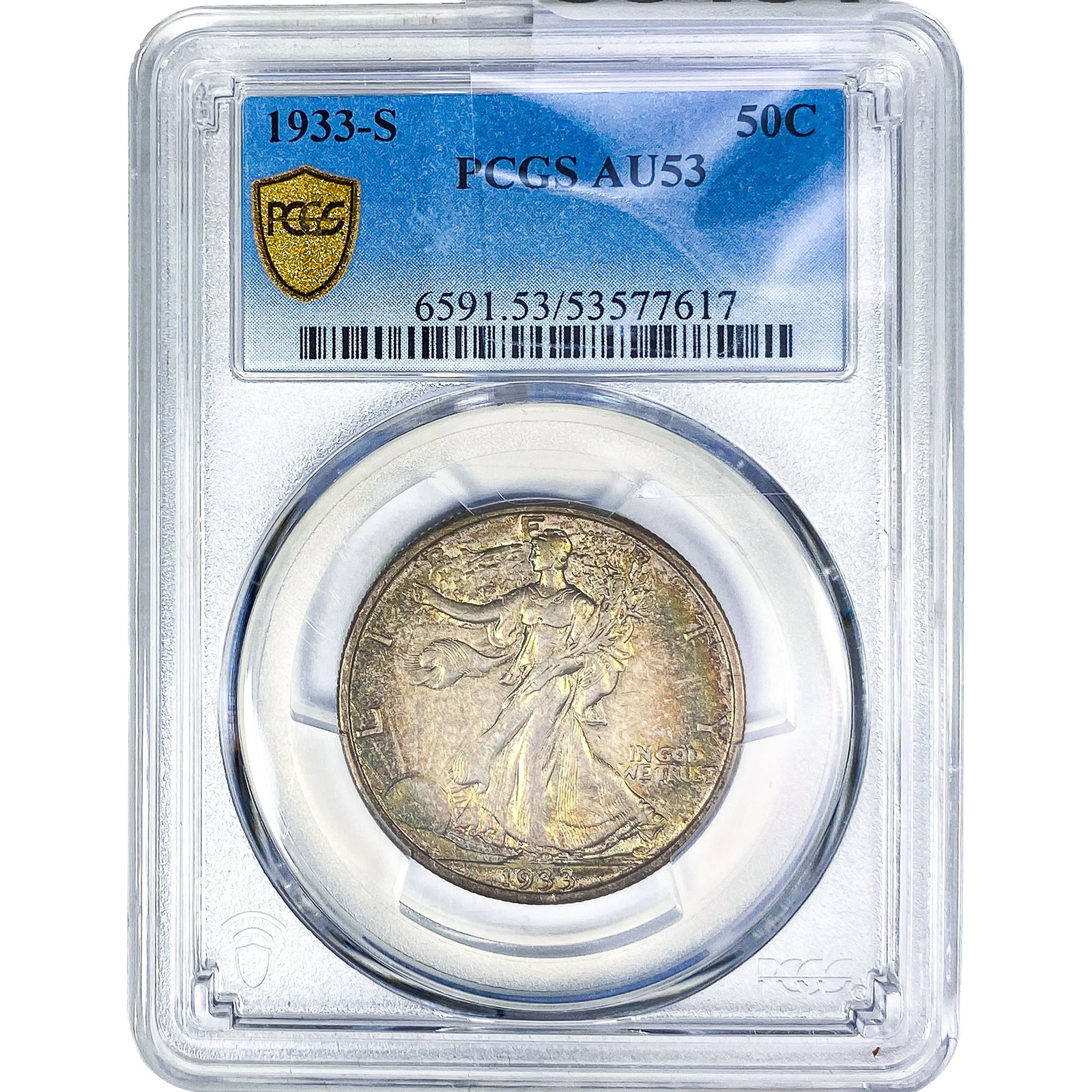 1933-S Walking Liberty Half Dollar PCGS AU53: 1933-S Walking Liberty Half Dollar PCGS AU53