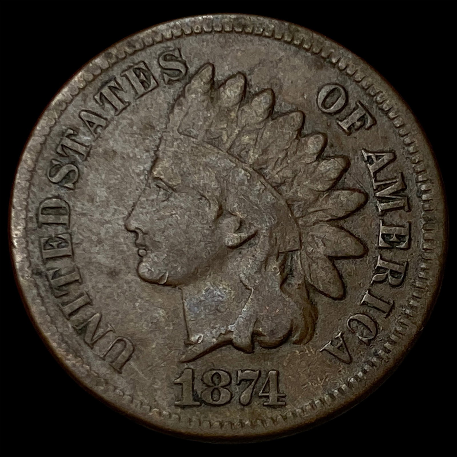 1874 Indian Head Cent LIGHTLY CIRCULATED: 1874 Indian Head Cent LIGHTLY CIRCULATED