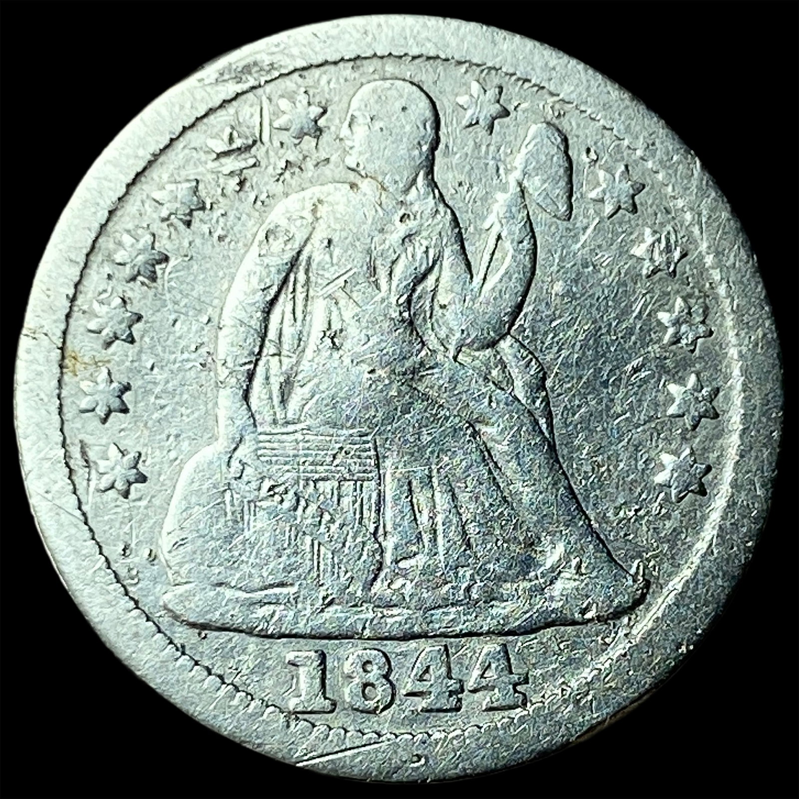 1844 Silver Seated Liberty Dime LIGHTLY CIRCULATED (1 of 2)