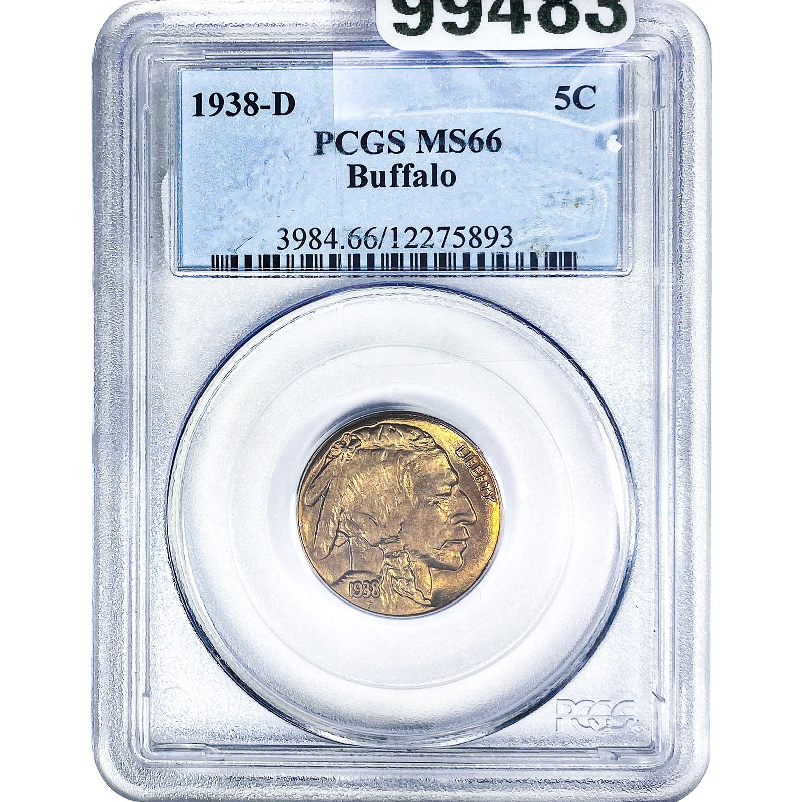 1938-D Buffalo Nickel PCGS MS66: 1938-D Buffalo Nickel PCGS MS66