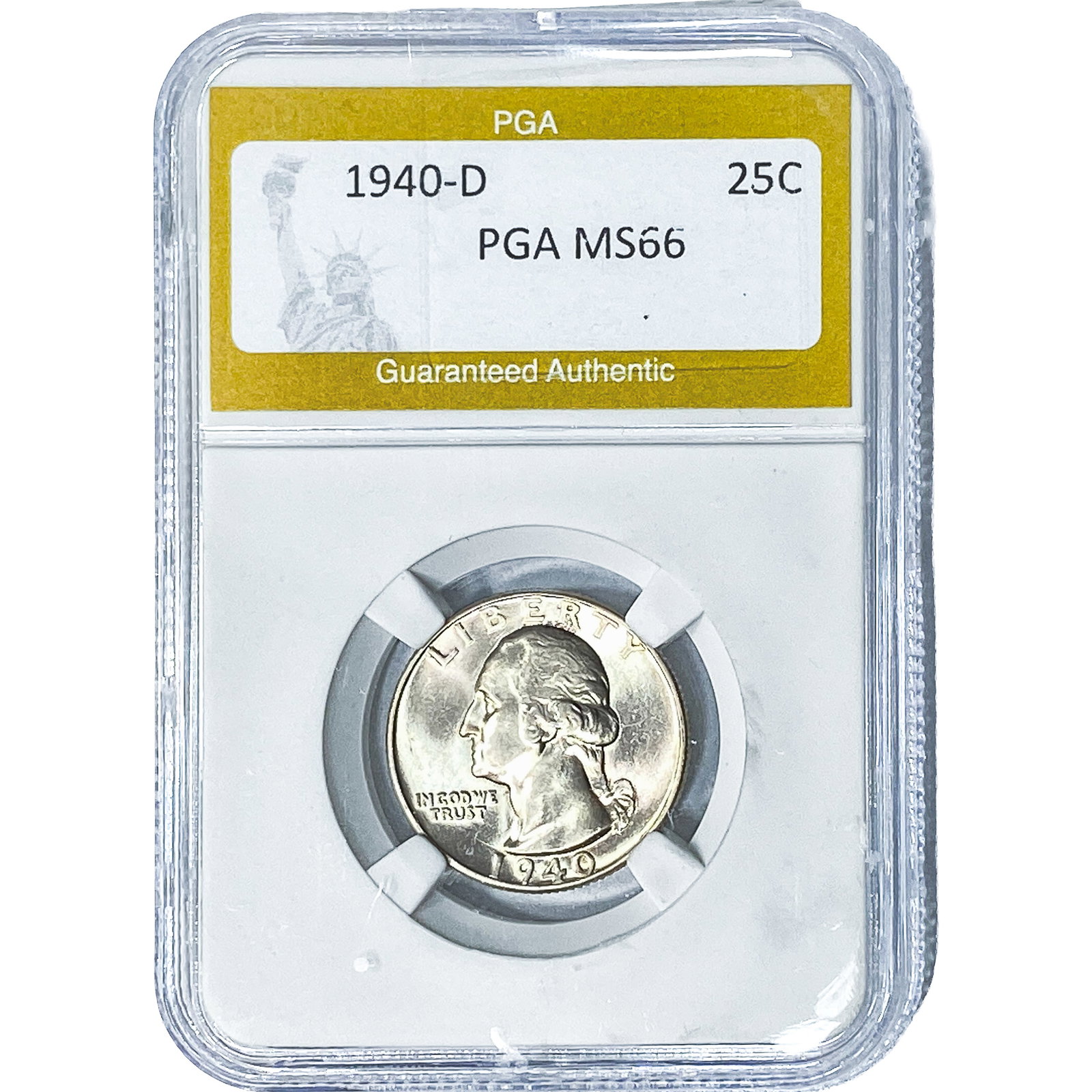 1940-D Washington Silver Quarter PGA MS66: 1940-D Washington Silver Quarter PGA MS66