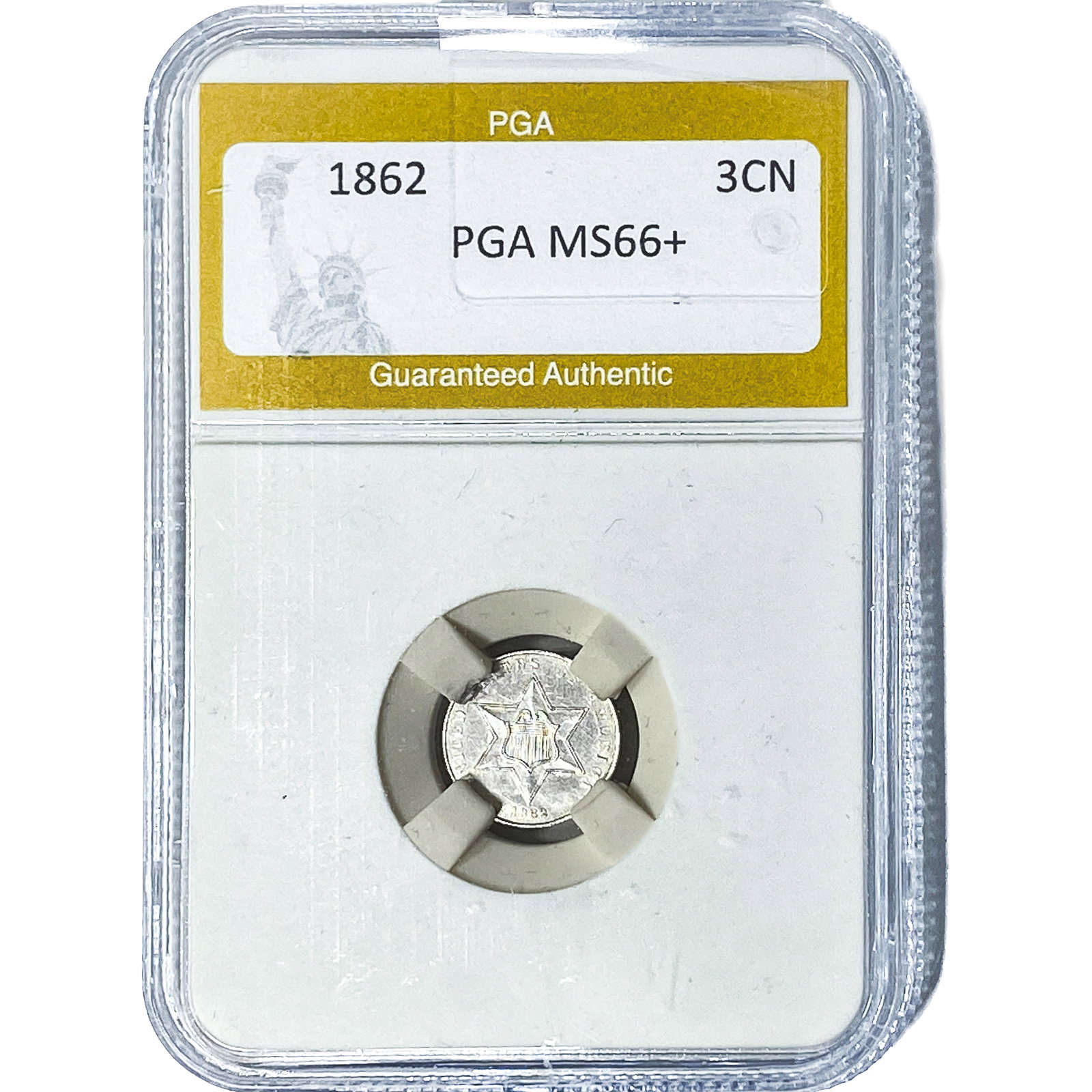 1862 Silver Three Cent PGA MS66+: 1862 Silver Three Cent PGA MS66+