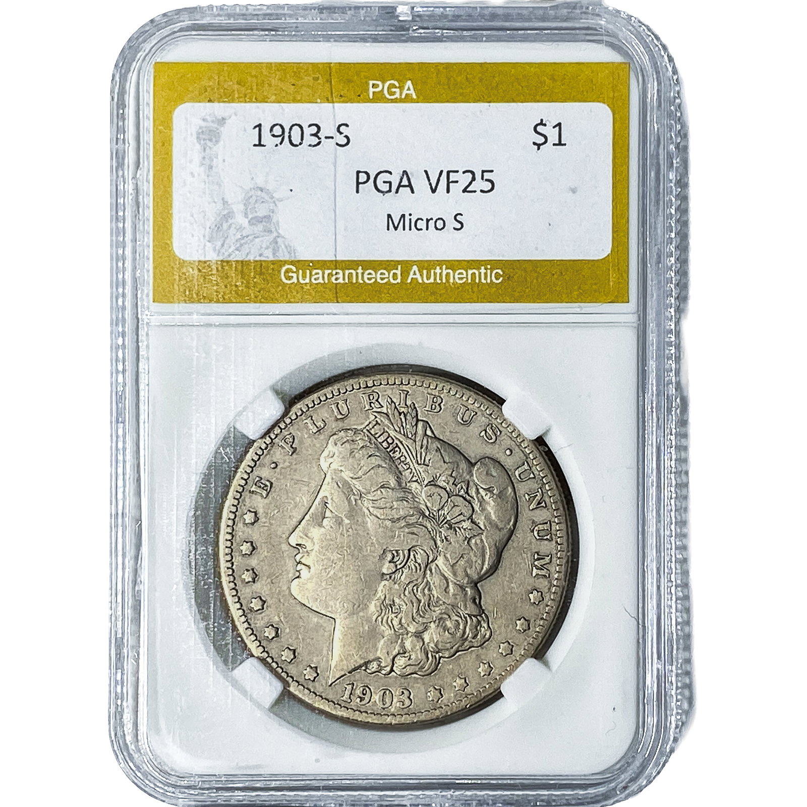 1903-S Morgan Silver Dollar PGA VF25 Micro S: 1903-S Morgan Silver Dollar PGA VF25 Micro S