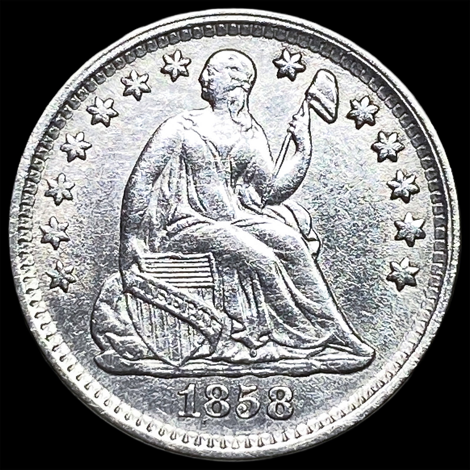 1858 Silver Seated Liberty Half Dime CLOSELY UNCIRCULATED (1 of 2)