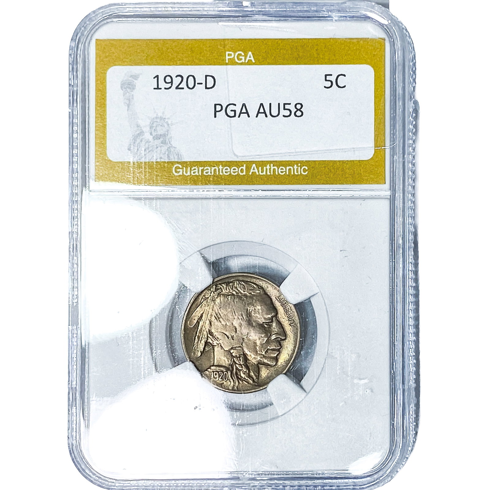 1920-D Buffalo Nickel PGA AU58: 1920-D Buffalo Nickel PGA AU58