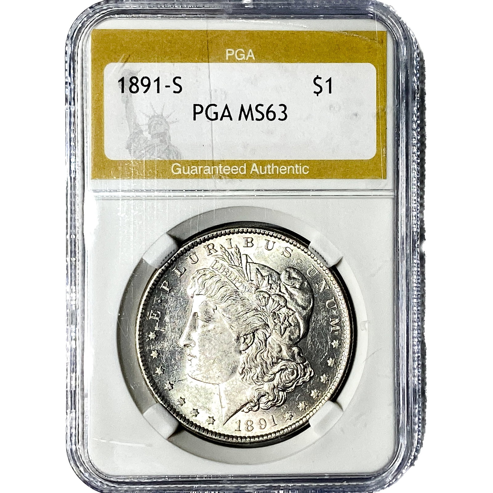 1891-S Morgan Silver Dollar PGA MS63: 1891-S Morgan Silver Dollar PGA MS63