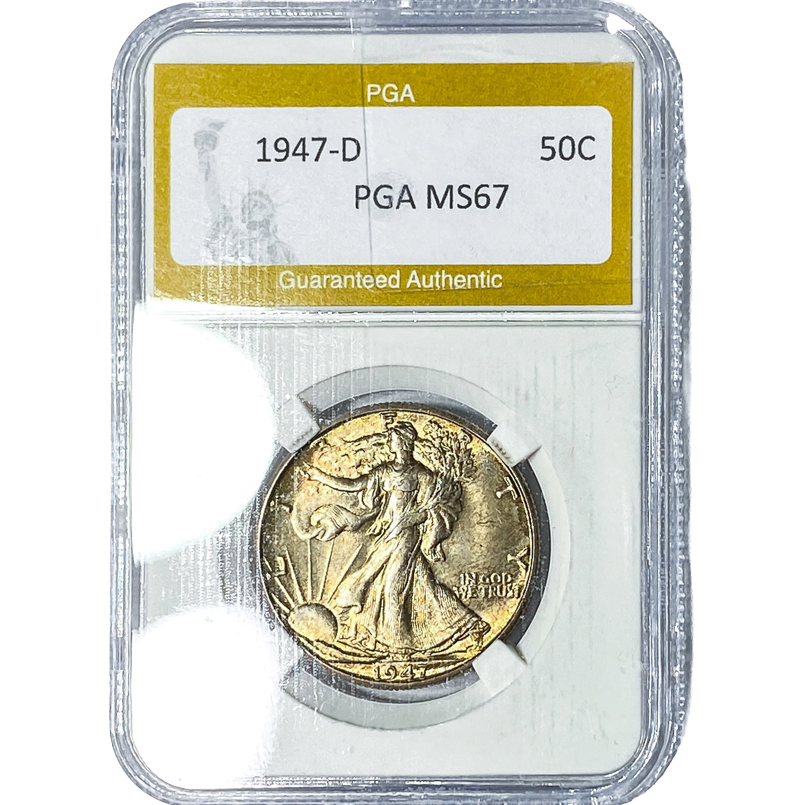 1947-D Walking Liberty Half Dollar PGA MS67: 1947-D Walking Liberty Half Dollar PGA MS67