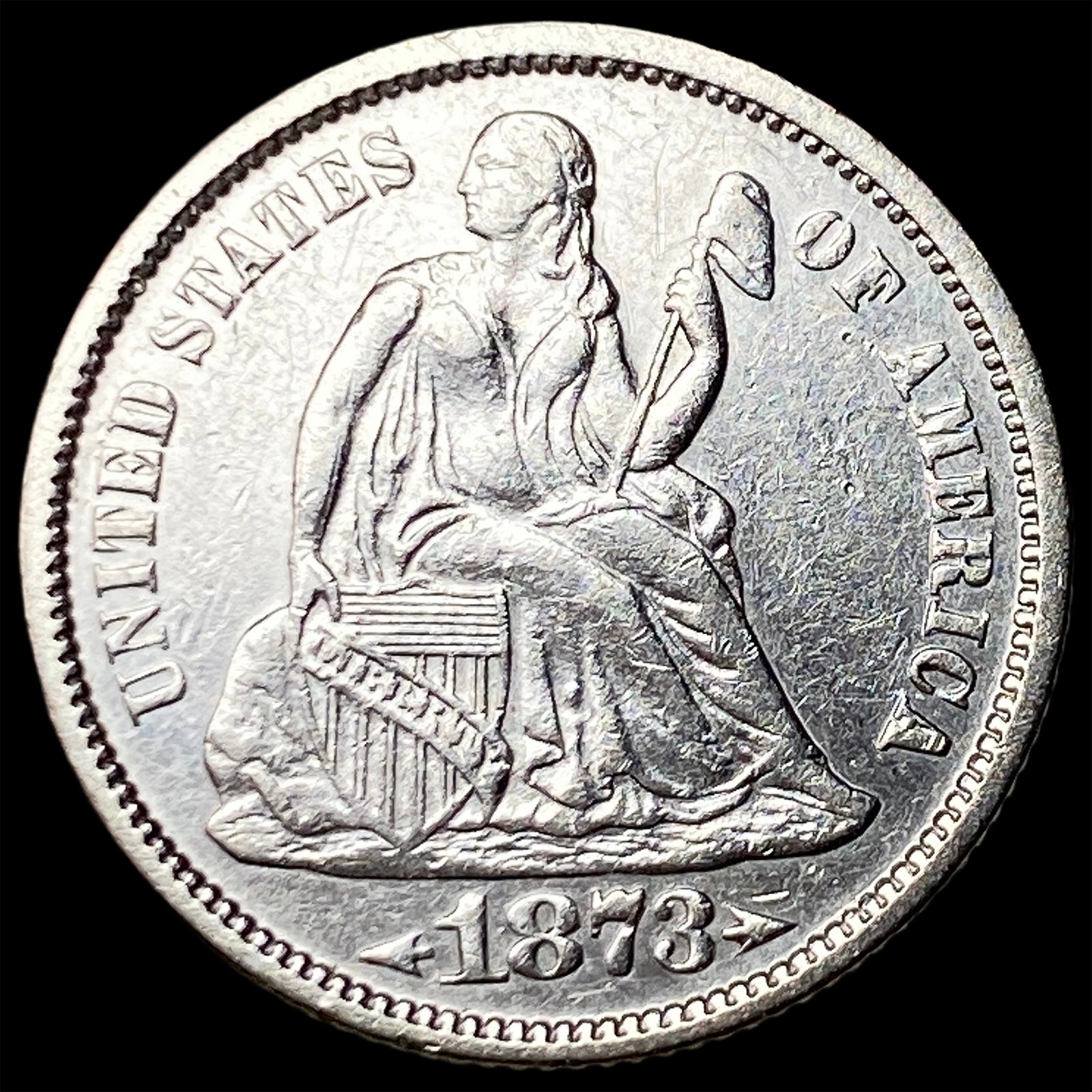 1873 Arrows Seated Liberty Dime UNCIRCULATED: 1873 Arrows Seated Liberty Dime UNCIRCULATED