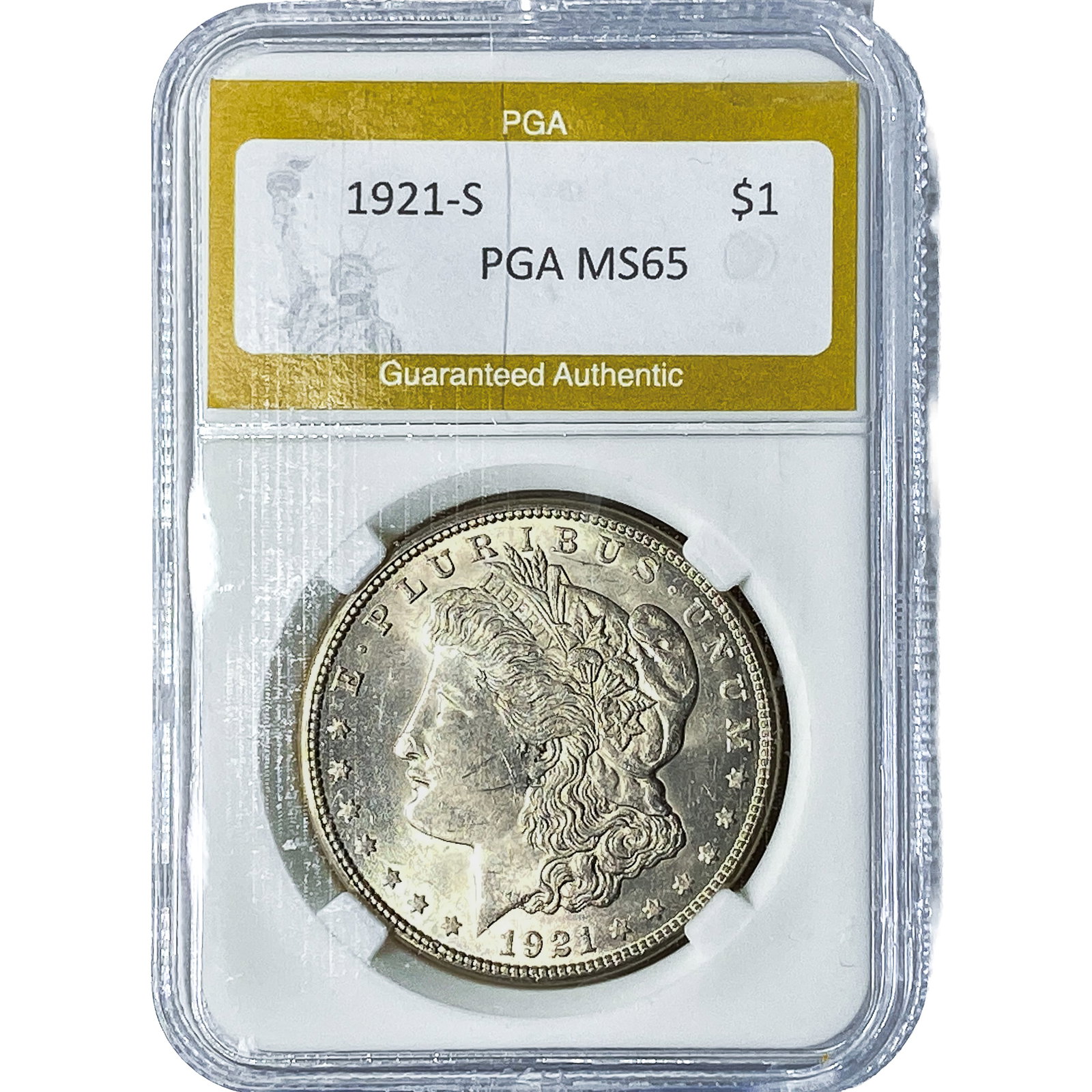 1921-S Morgan Silver Dollar PGA MS65: 1921-S Morgan Silver Dollar PGA MS65