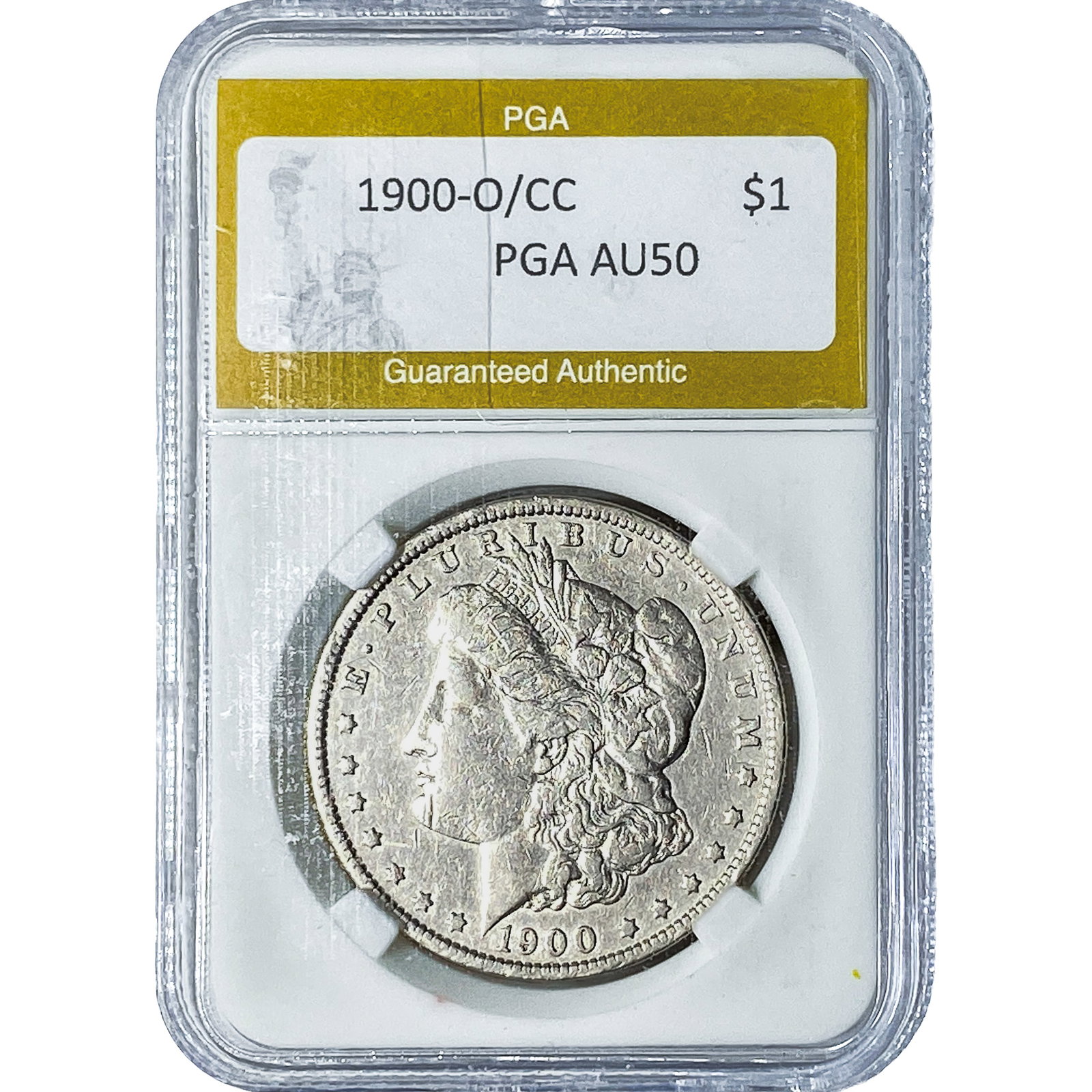 1900-O/CC Morgan Silver Dollar PGA AU50: 1900-O/CC Morgan Silver Dollar PGA AU50