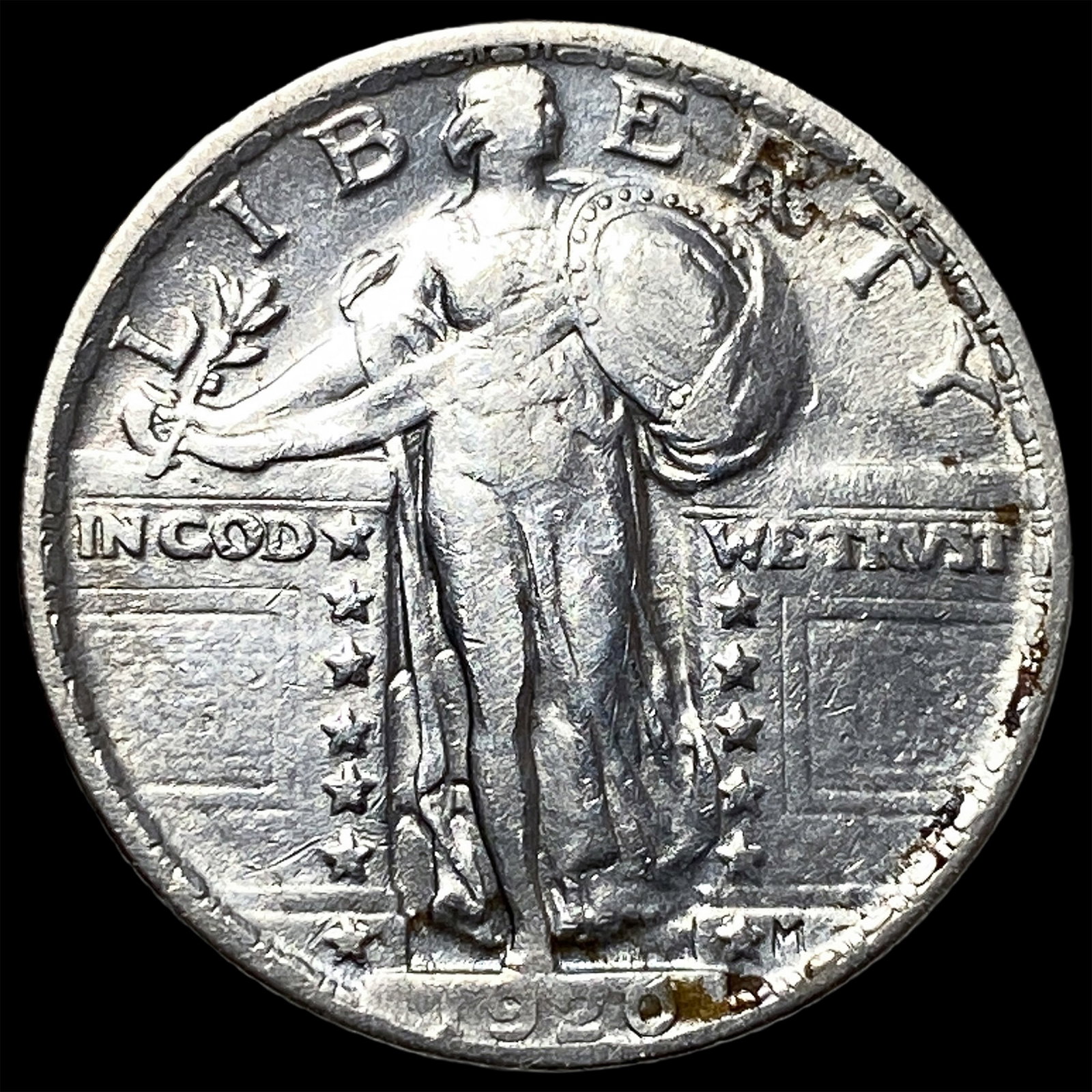 1920 Silver Standing Liberty Quarter NEARLY UNCIRCULATED: 1920 Silver Standing Liberty Quarter NEARLY UNCIRCULATED
