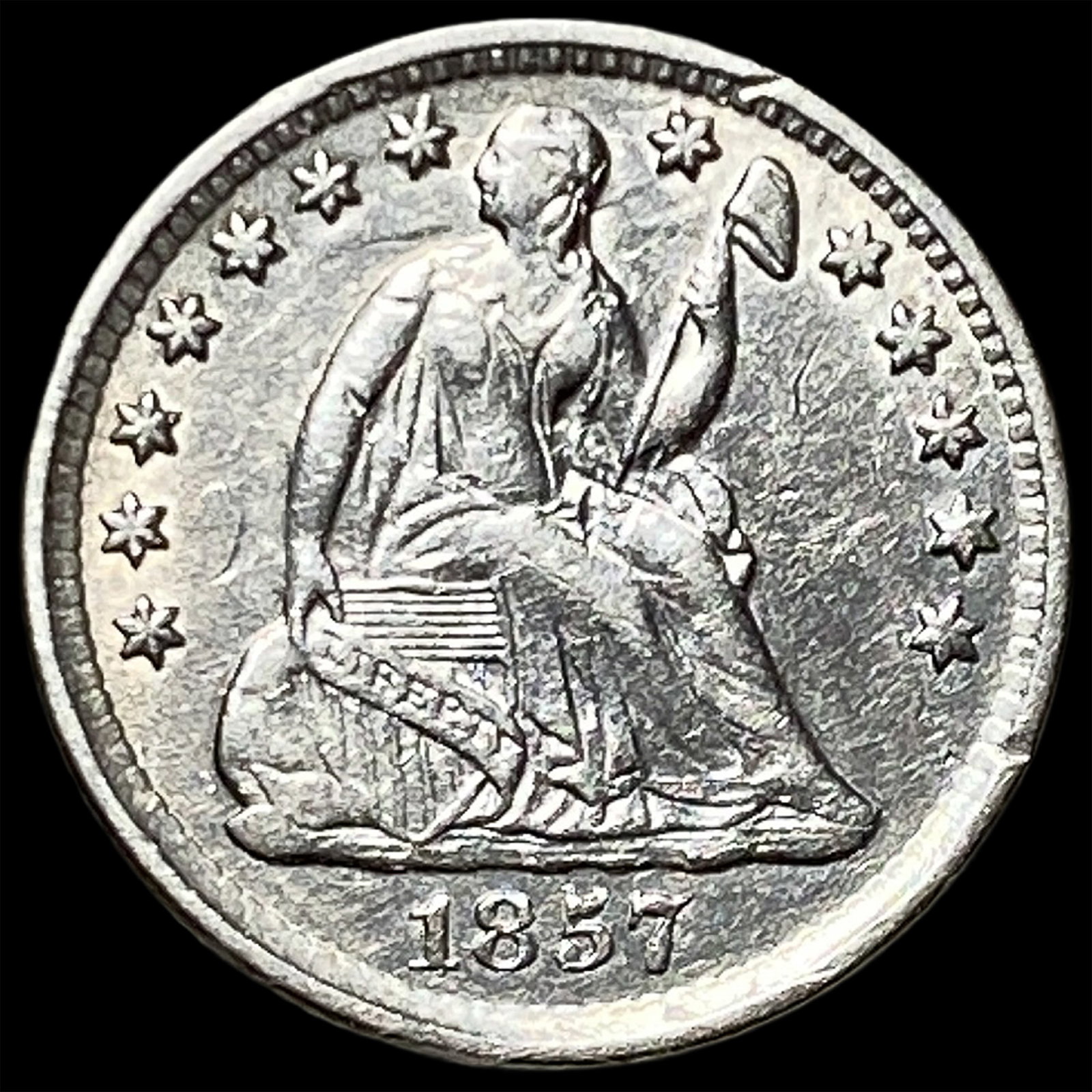 1857 Seated Liberty Half Dime CHOICE AU: 1857 Seated Liberty Half Dime CHOICE AU