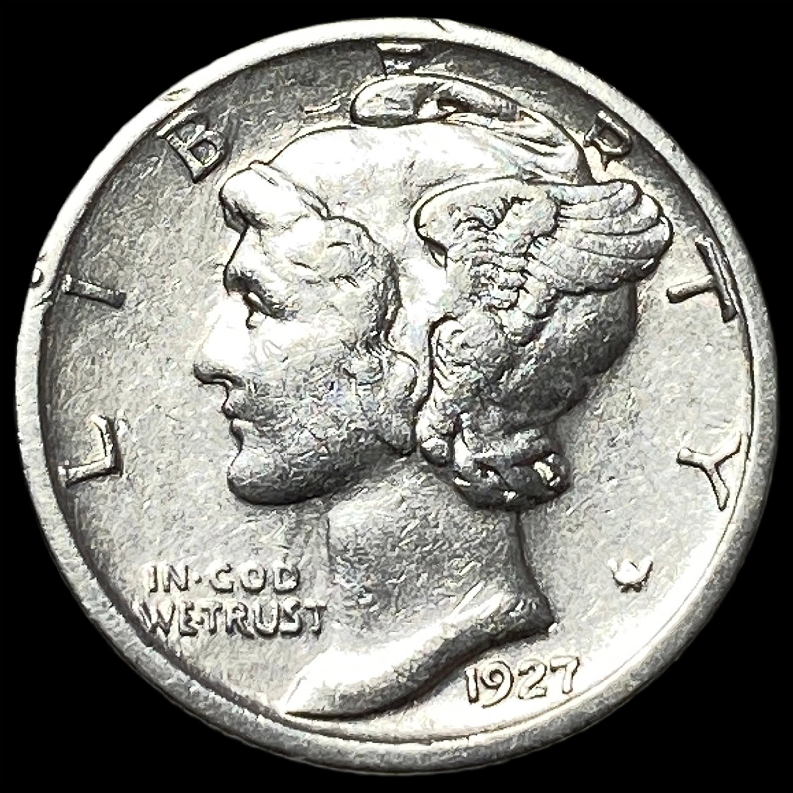 1927-S Silver Mercury Dime CLOSELY UNCIRCULATED: 1927-S Silver Mercury Dime CLOSELY UNCIRCULATED