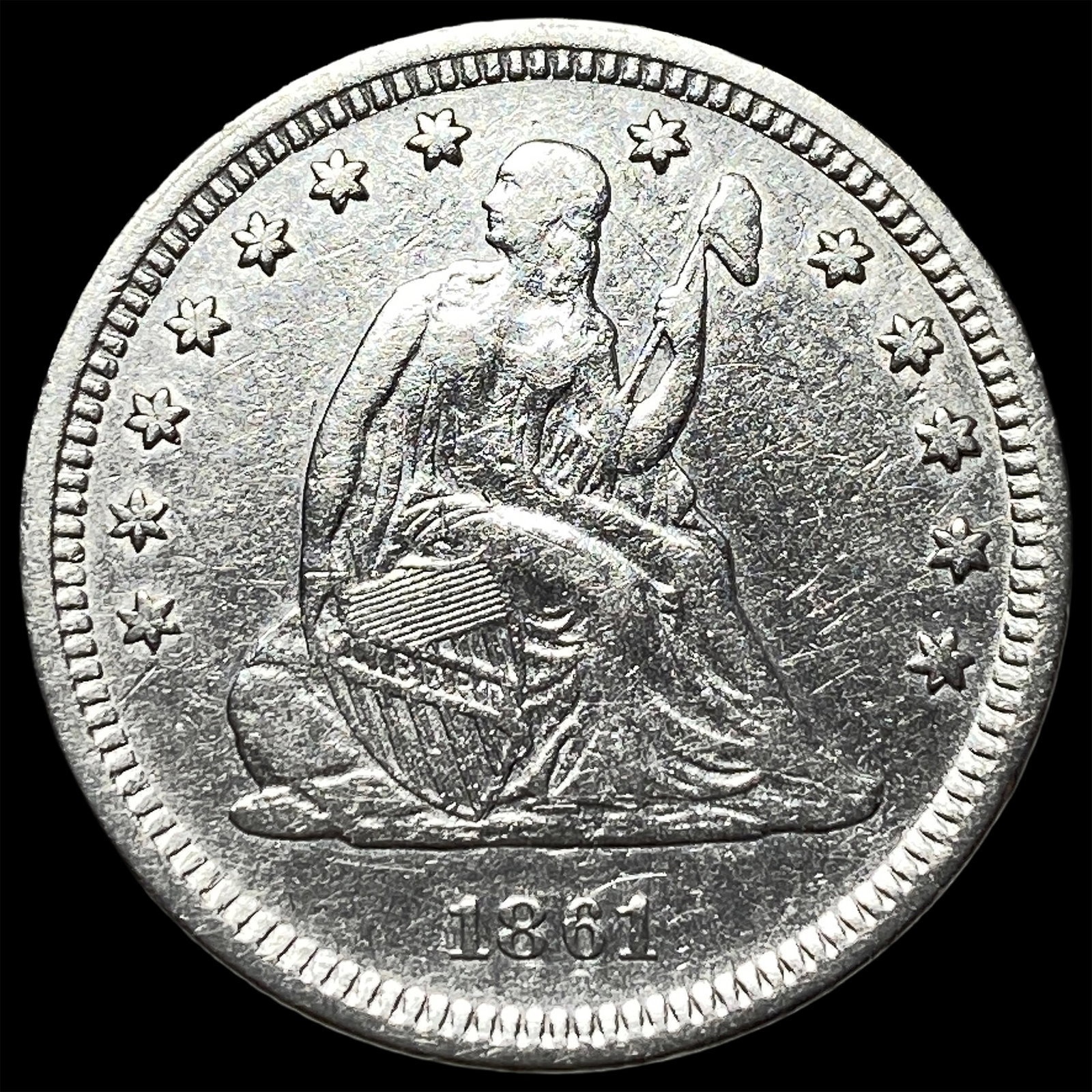 1861 Seated Liberty Quarter CLOSELY UNCIRCULATED: 1861 Seated Liberty Quarter CLOSELY UNCIRCULATED