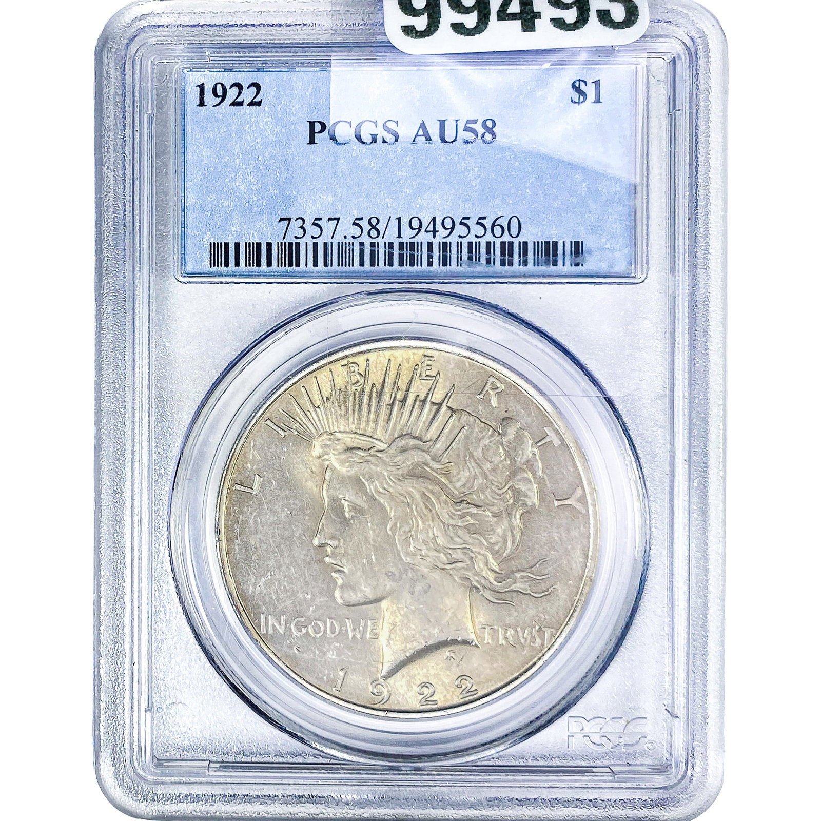 1922 Silver Peace Dollar PCGS AU58: 1922 Silver Peace Dollar PCGS AU58
