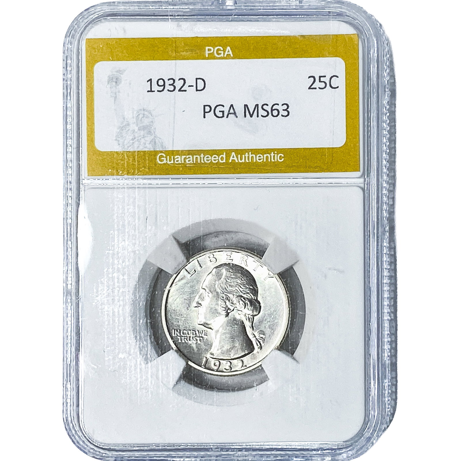 1932-D Washington Silver Quarter PGA MS63: 1932-D Washington Silver Quarter PGA MS63