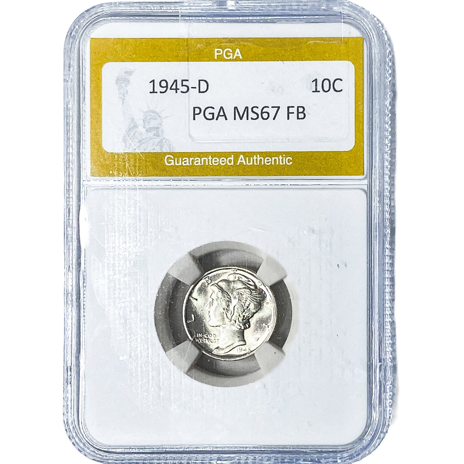 1945-D Mercury Silver Dime PGA MS67FB: 1945-D Mercury Silver Dime PGA MS67FB