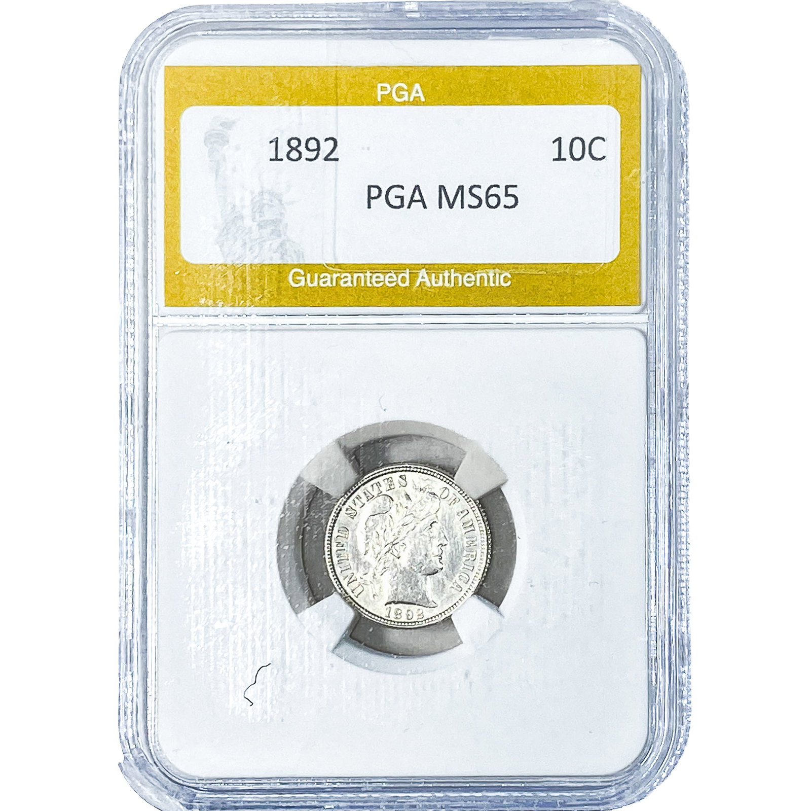1892 Barber Dime PGA MS65: 1892 Barber Dime PGA MS65