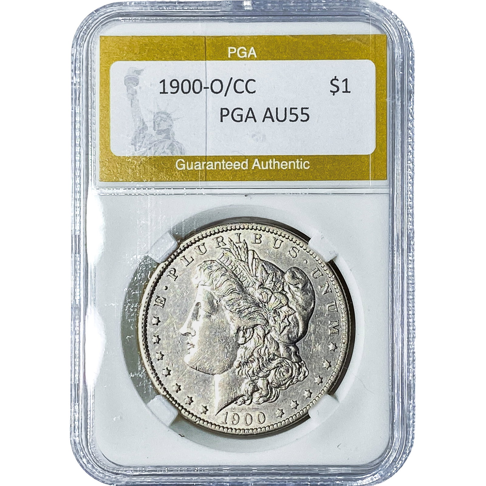 1900-O/CC Morgan Silver Dollar PGA AU55: 1900-O/CC Morgan Silver Dollar PGA AU55