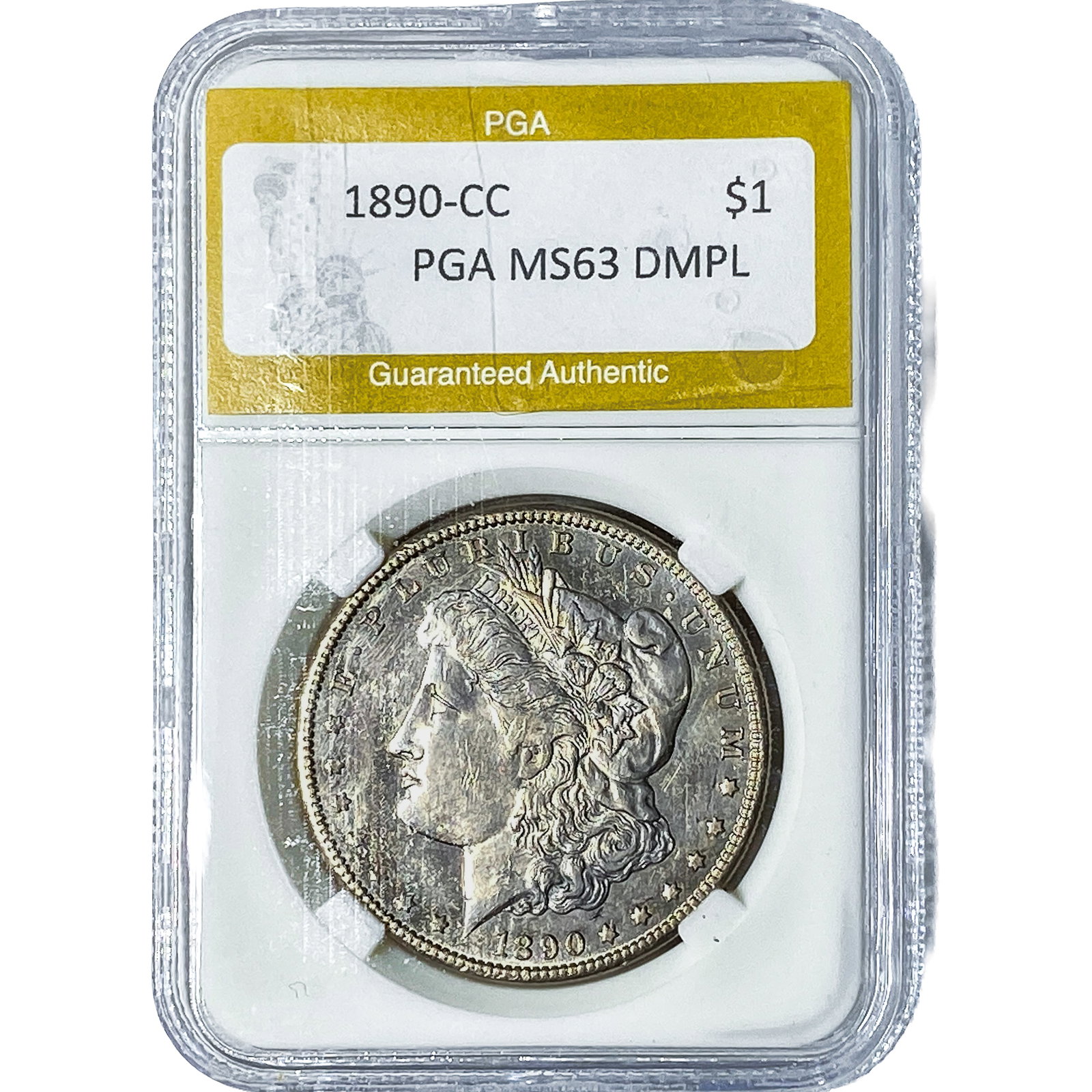 1890-CC Morgan Silver Dollar PGA MS63DMPL: 1890-CC Morgan Silver Dollar PGA MS63DMPL