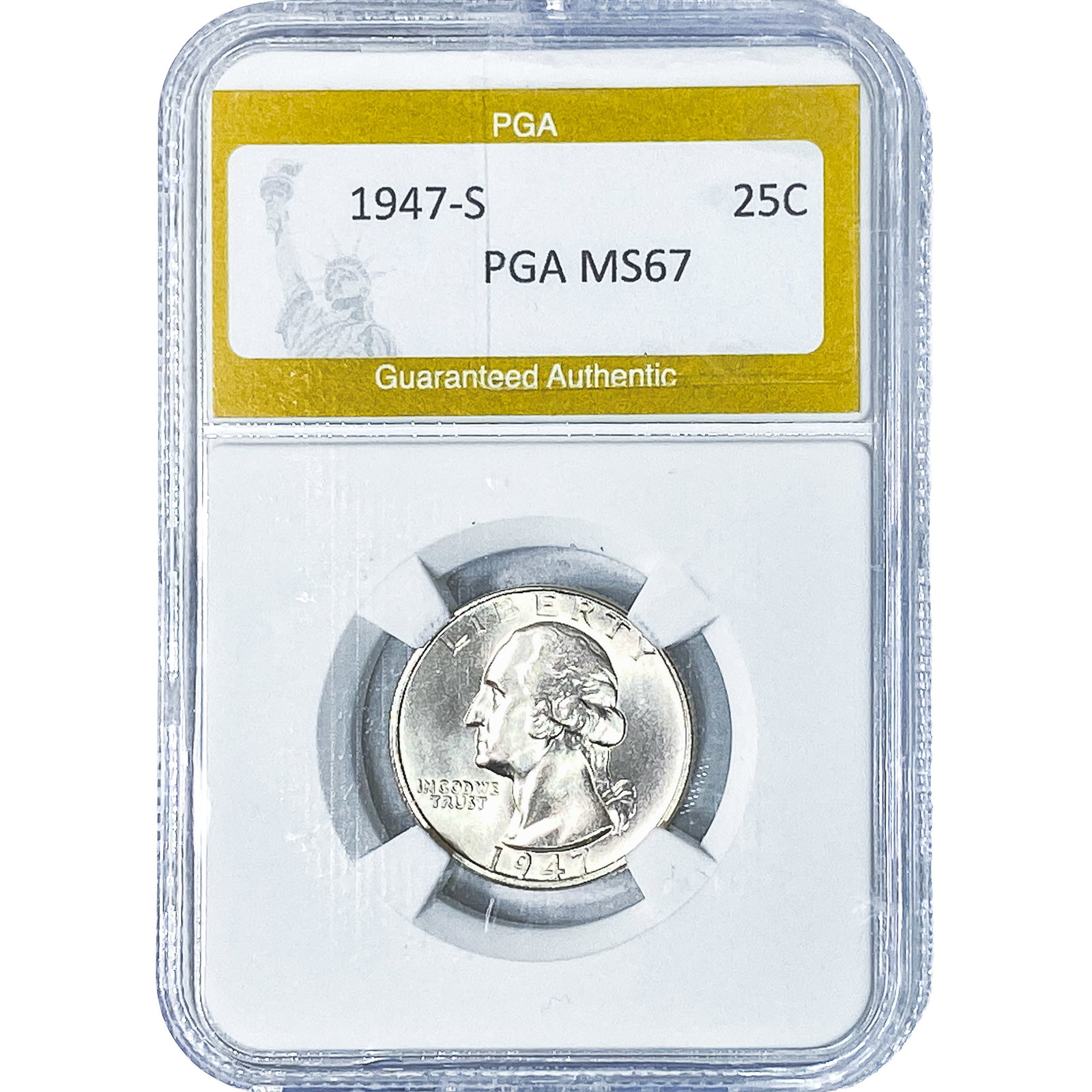 1947-S Washington Silver Quarter PGA MS67: 1947-S Washington Silver Quarter PGA MS67