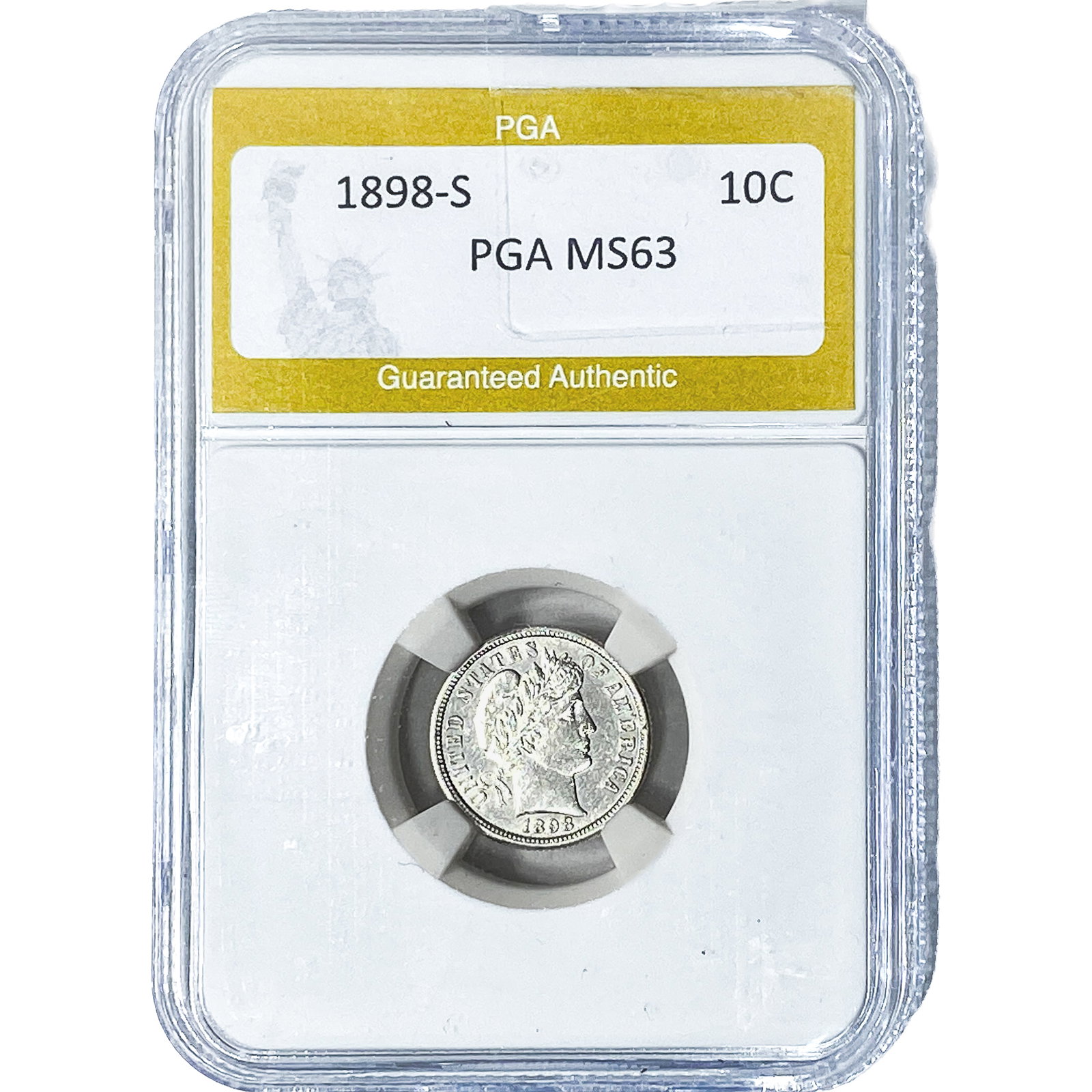 1898-S Barber Dime PGA MS63: 1898-S Barber Dime PGA MS63
