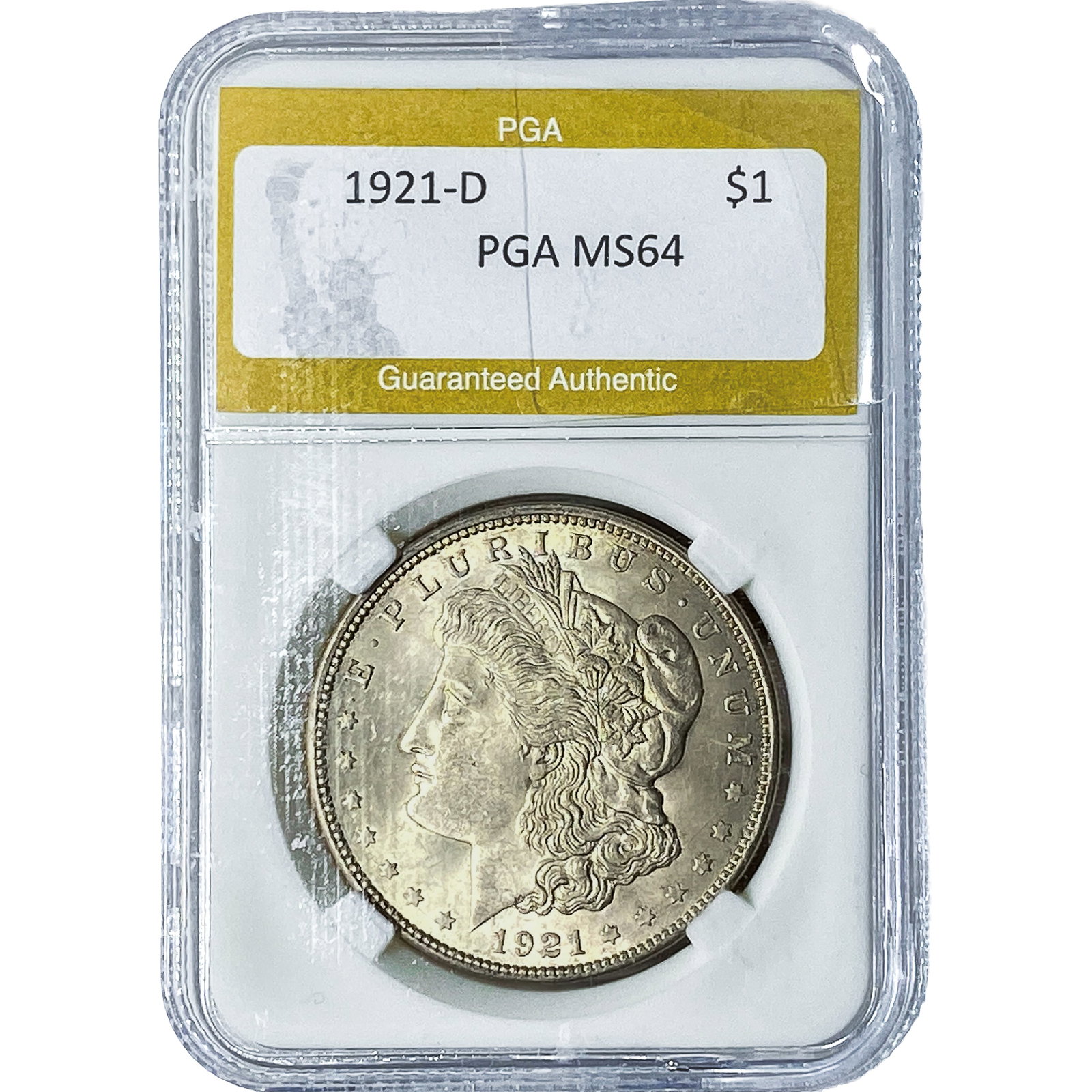 1921-D Morgan Silver Dollar PGA MS64: 1921-D Morgan Silver Dollar PGA MS64