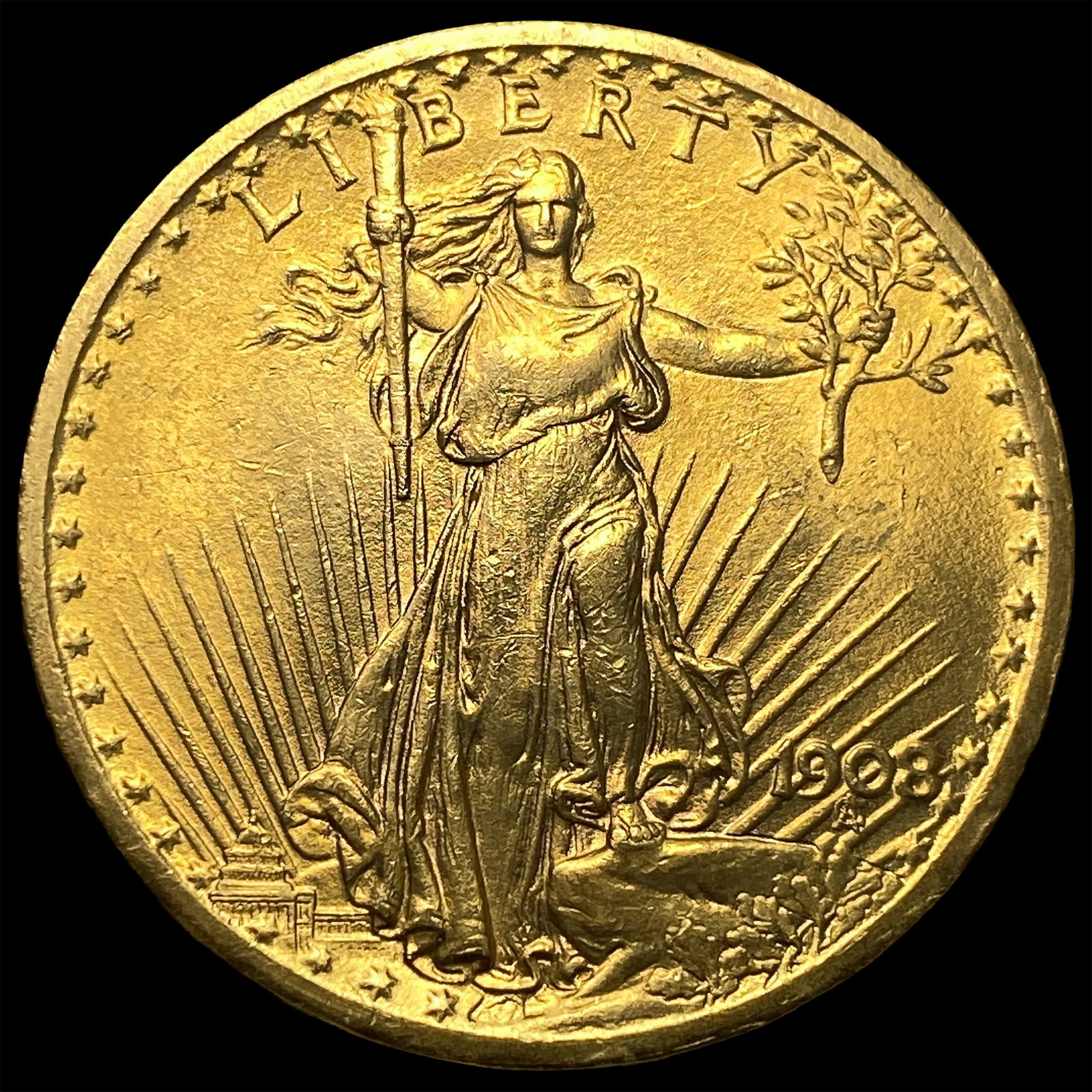 1908 No Motto Saint-Gaudens $20 Gold Double Eagle UNCIRCULATED: 1908 No Motto Saint-Gaudens $20 Gold Double Eagle UNCIRCULATED