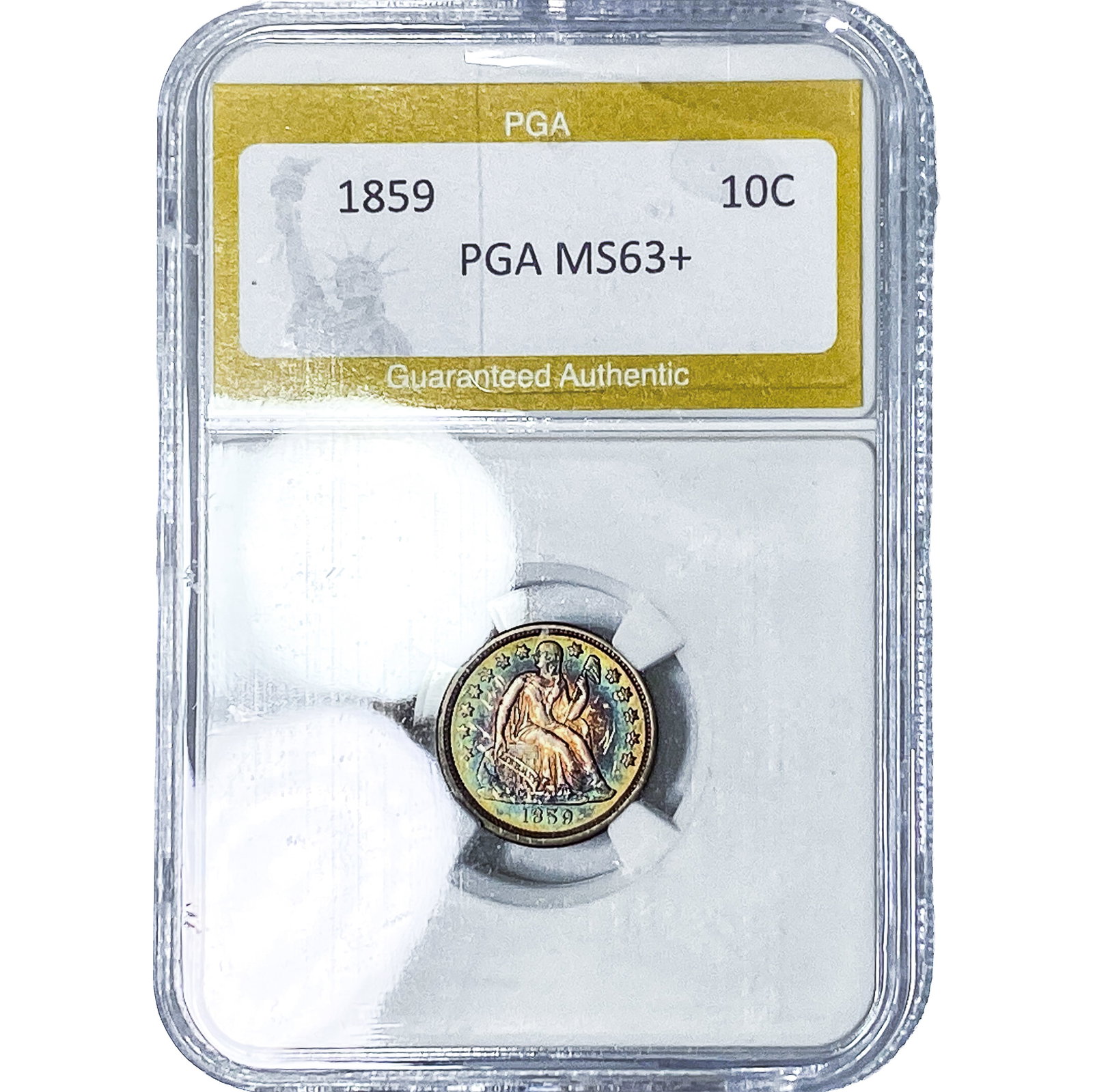 1859 Seated Liberty Dime PGA MS63+: 1859 Seated Liberty Dime PGA MS63+