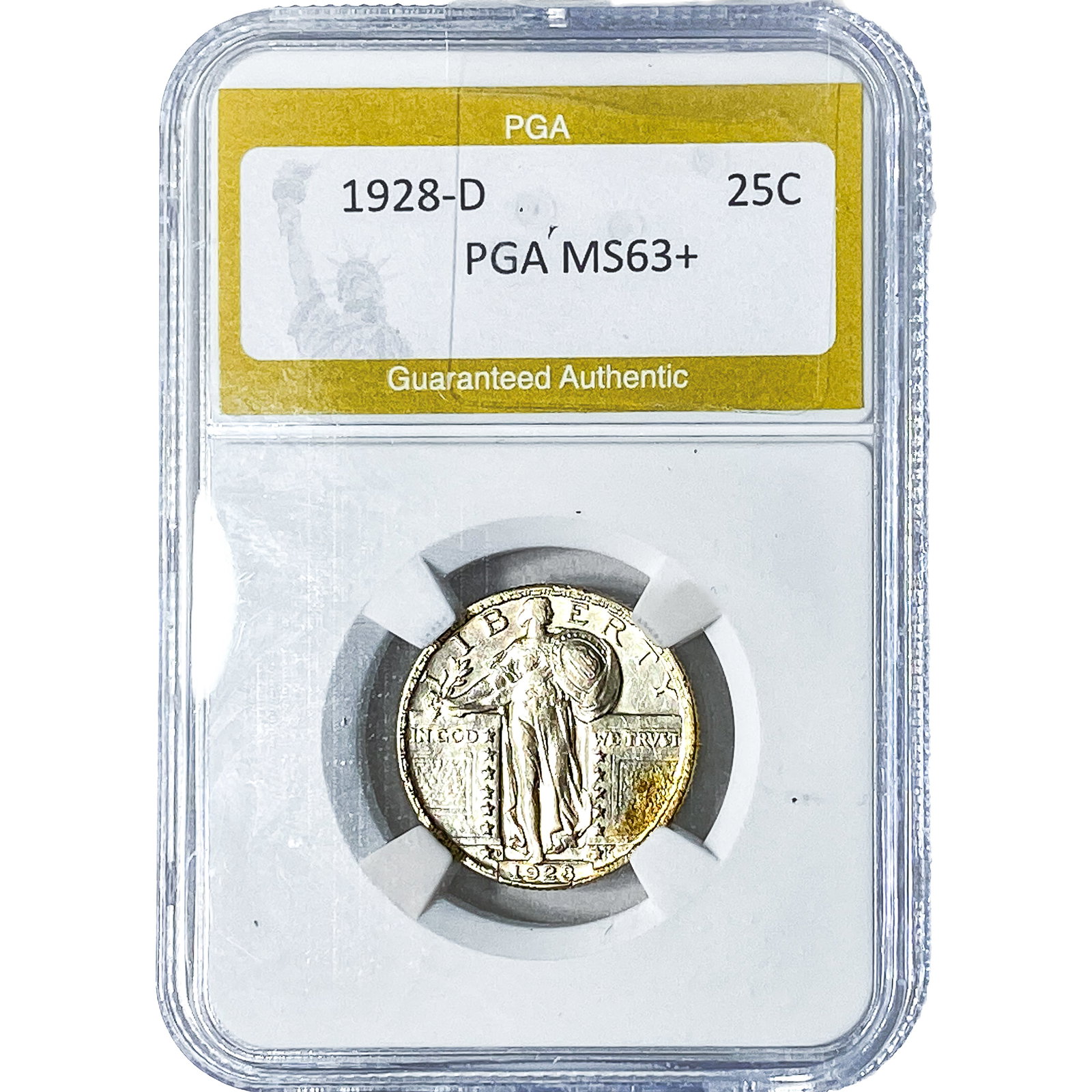 1928-D Standing Liberty Quarter PGA MS63+: 1928-D Standing Liberty Quarter PGA MS63+