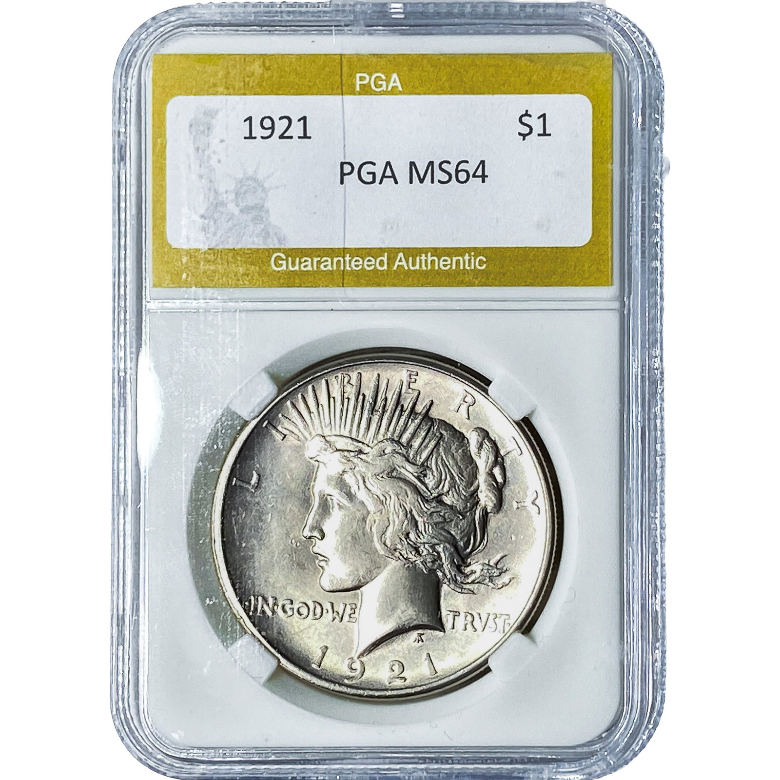 1921 Silver Peace Dollar PGA MS64: 1921 Silver Peace Dollar PGA MS64