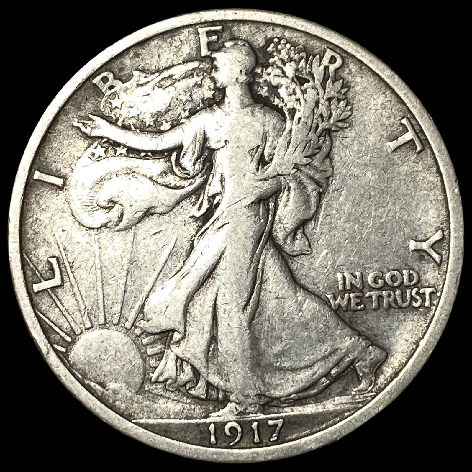 1917 Walking Liberty Half Dollar ABOUT UNCIRCULATED: 1917 Walking Liberty Half Dollar ABOUT UNCIRCULATED