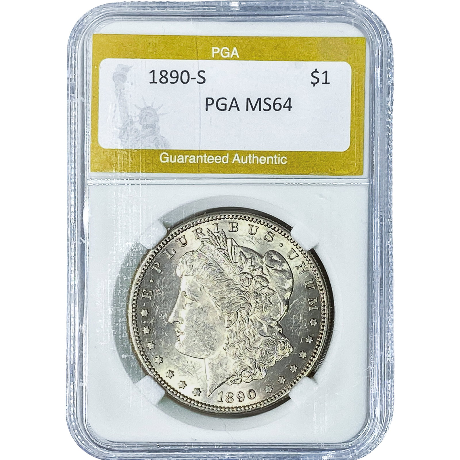1890-S Morgan Silver Dollar PGA MS64: 1890-S Morgan Silver Dollar PGA MS64