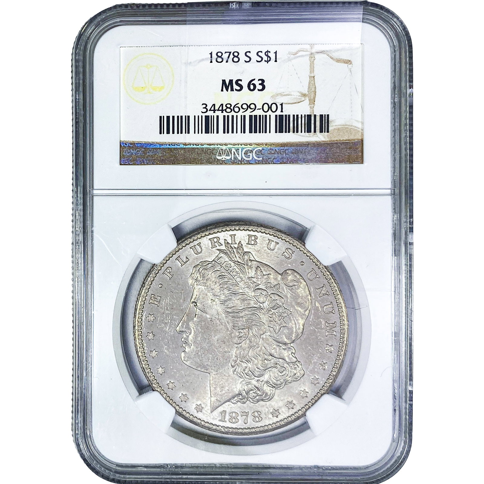 1878-S Morgan Silver Dollar NGC MS63: 1878-S Morgan Silver Dollar NGC MS63