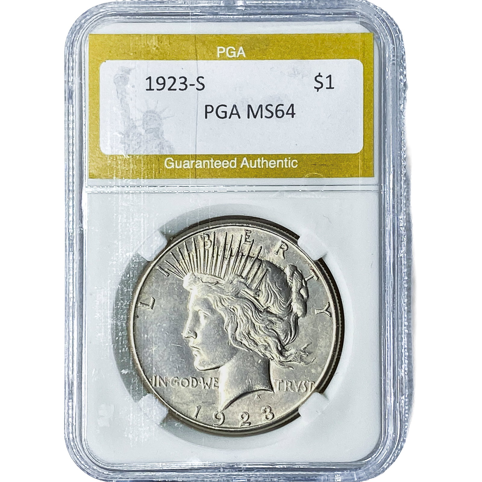 1923-S Silver Peace Dollar PGA MS64: 1923-S Silver Peace Dollar PGA MS64