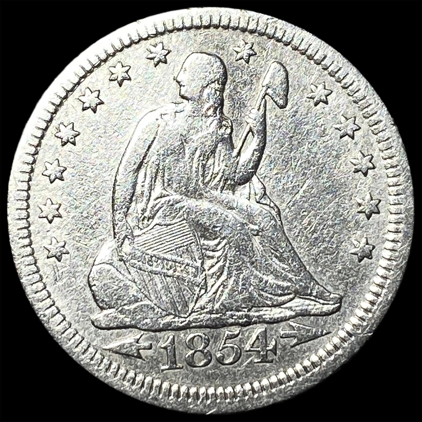 1854 Arrows Seated Liberty Quarter NEARLY UNCIRCULATED: 1854 Arrows Seated Liberty Quarter NEARLY UNCIRCULATED