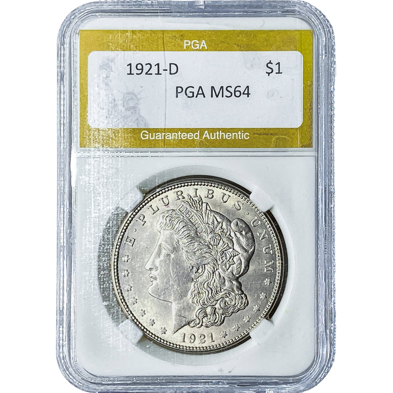1921-D Morgan Silver Dollar PGA MS64: 1921-D Morgan Silver Dollar PGA MS64
