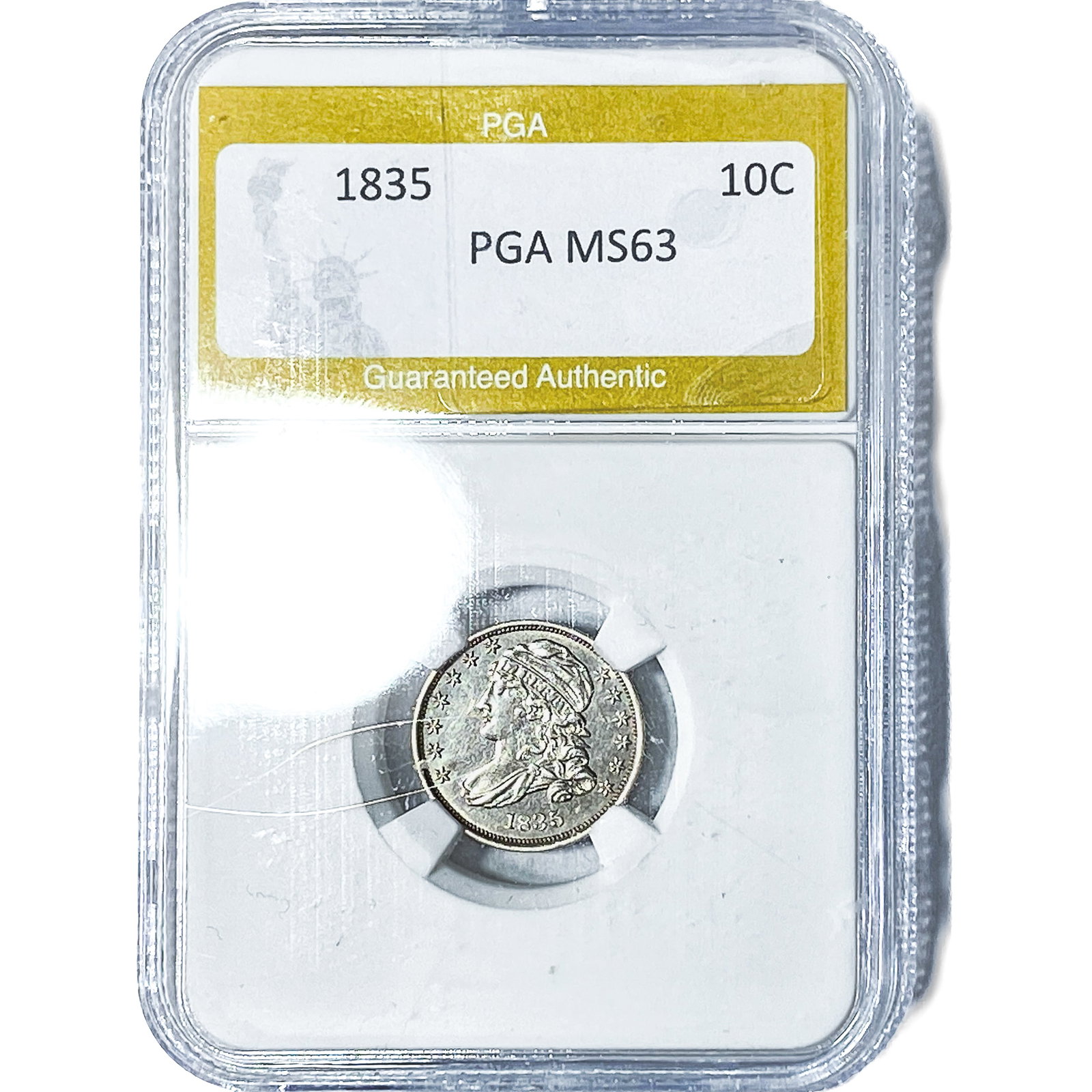 1835 Capped Bust Dime PGA MS63: 1835 Capped Bust Dime PGA MS63