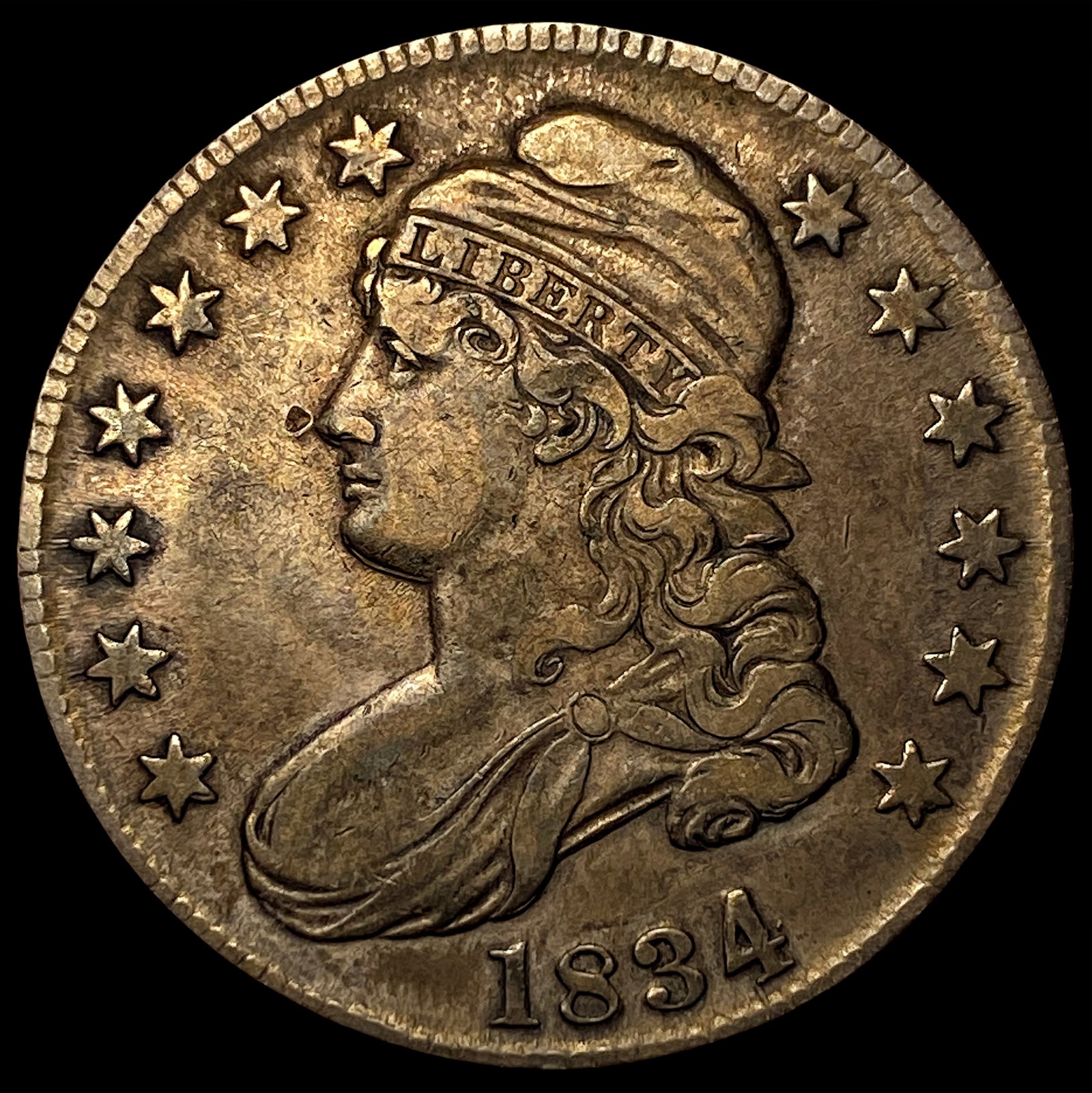1834 Capped Bust Half Dollar NEARLY UNCIRCULATED: 1834 Capped Bust Half Dollar NEARLY UNCIRCULATED