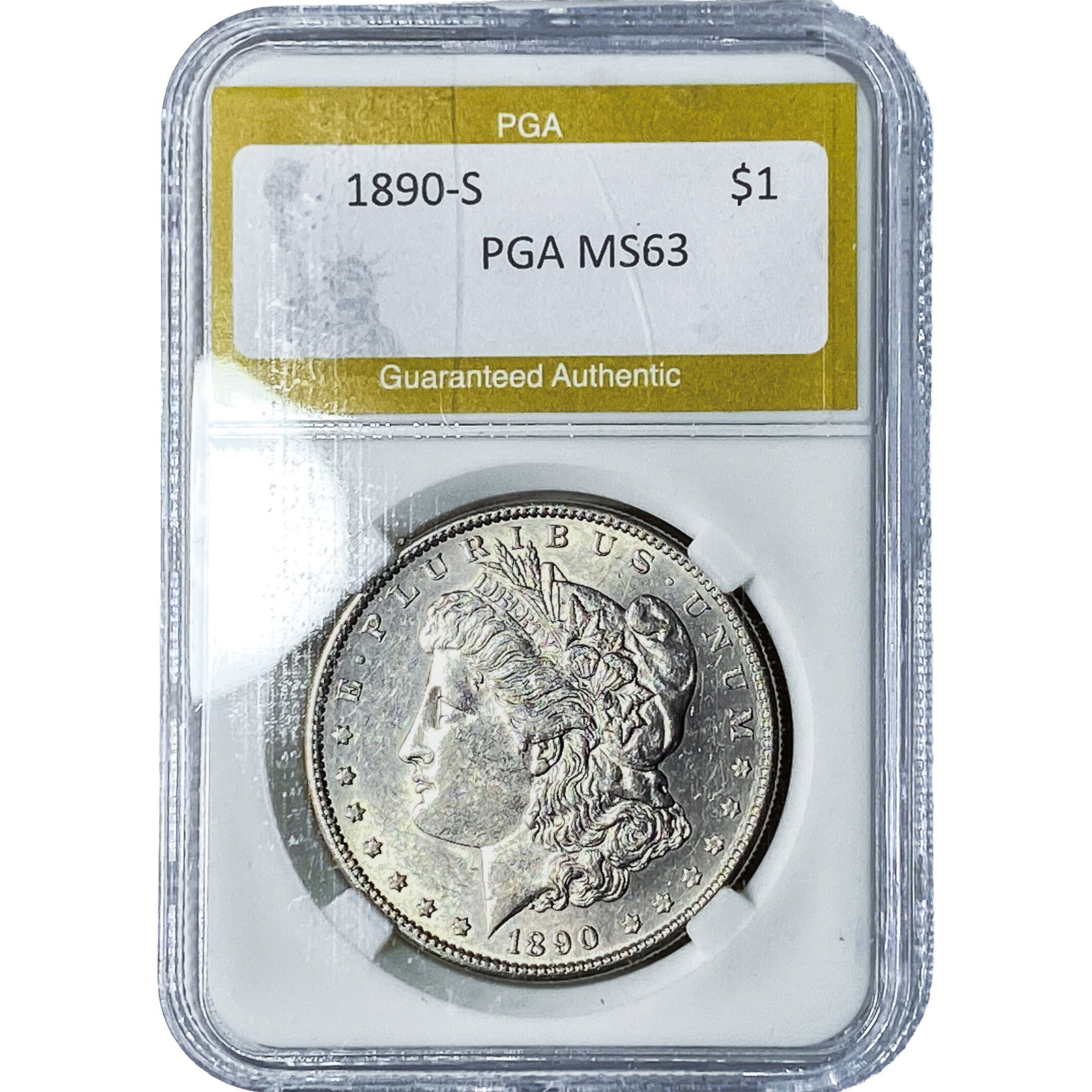1890-S Morgan Silver Dollar PGA MS63: 1890-S Morgan Silver Dollar PGA MS63