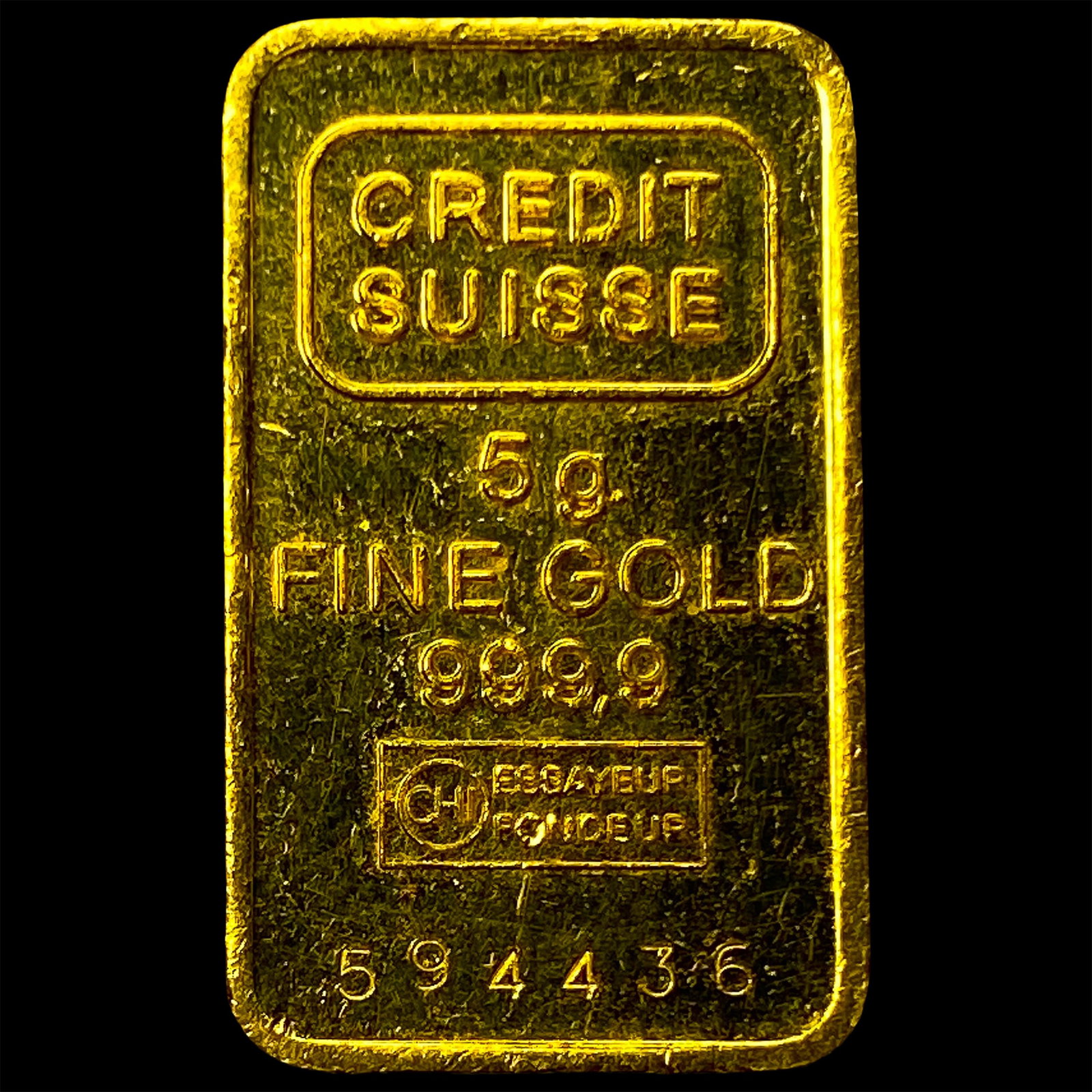 Credit Suisse 5g Gold Bar 999.9 Fine HIGH GRADE: Credit Suisse 5g Gold Bar 999.9 Fine HIGH GRADE