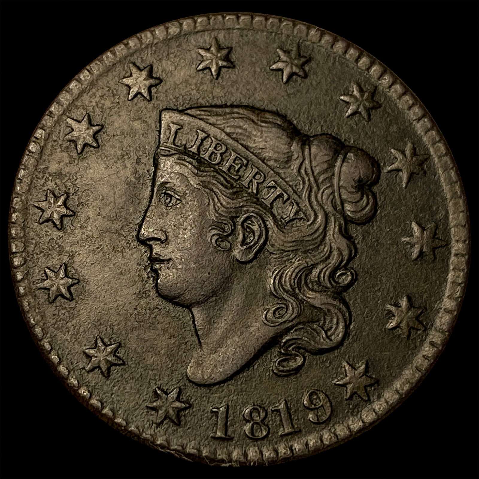 1819 Coronet Head Large Cent UNCIRCULATED: 1819 Coronet Head Large Cent UNCIRCULATED