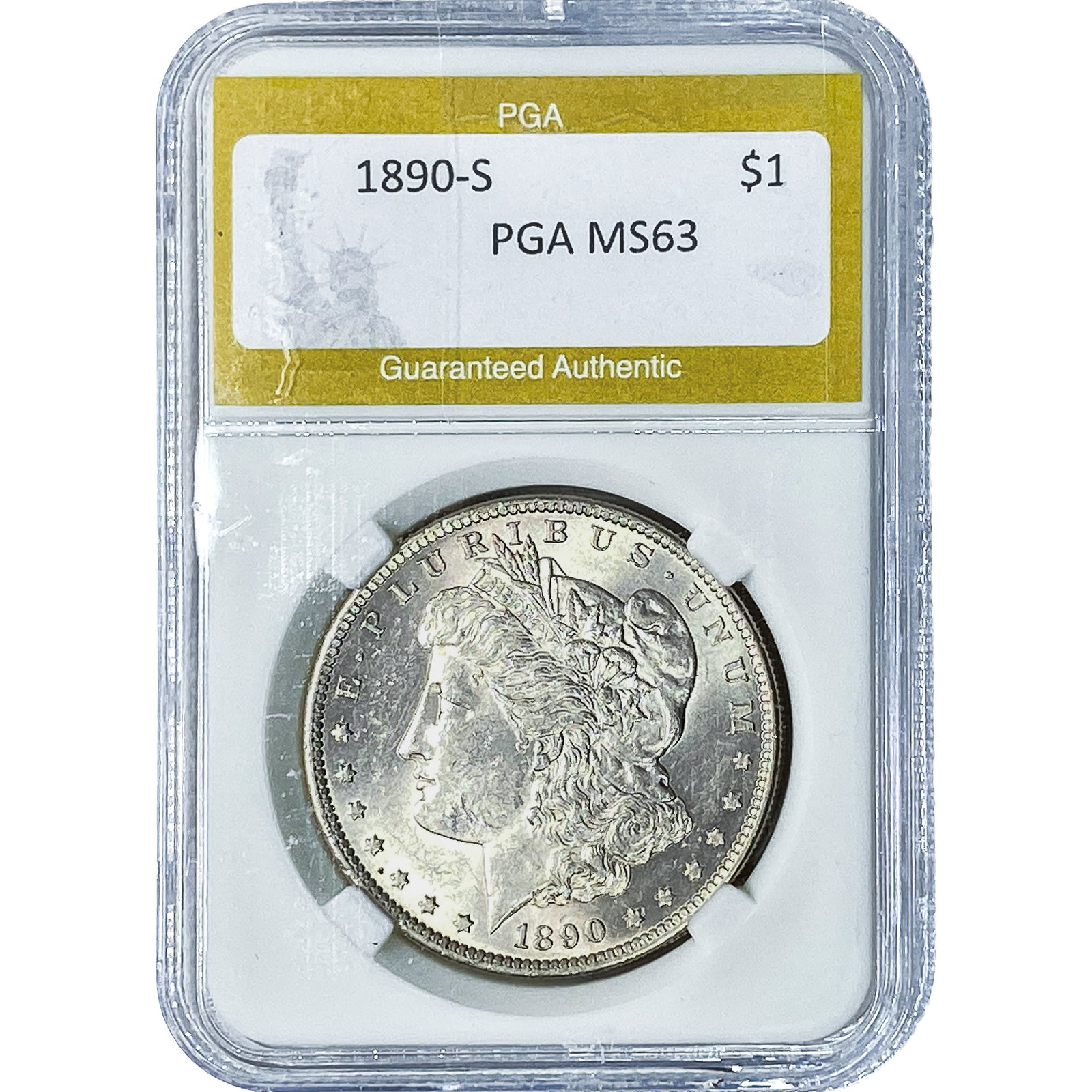 1890-S Morgan Silver Dollar PGA MS63: 1890-S Morgan Silver Dollar PGA MS63