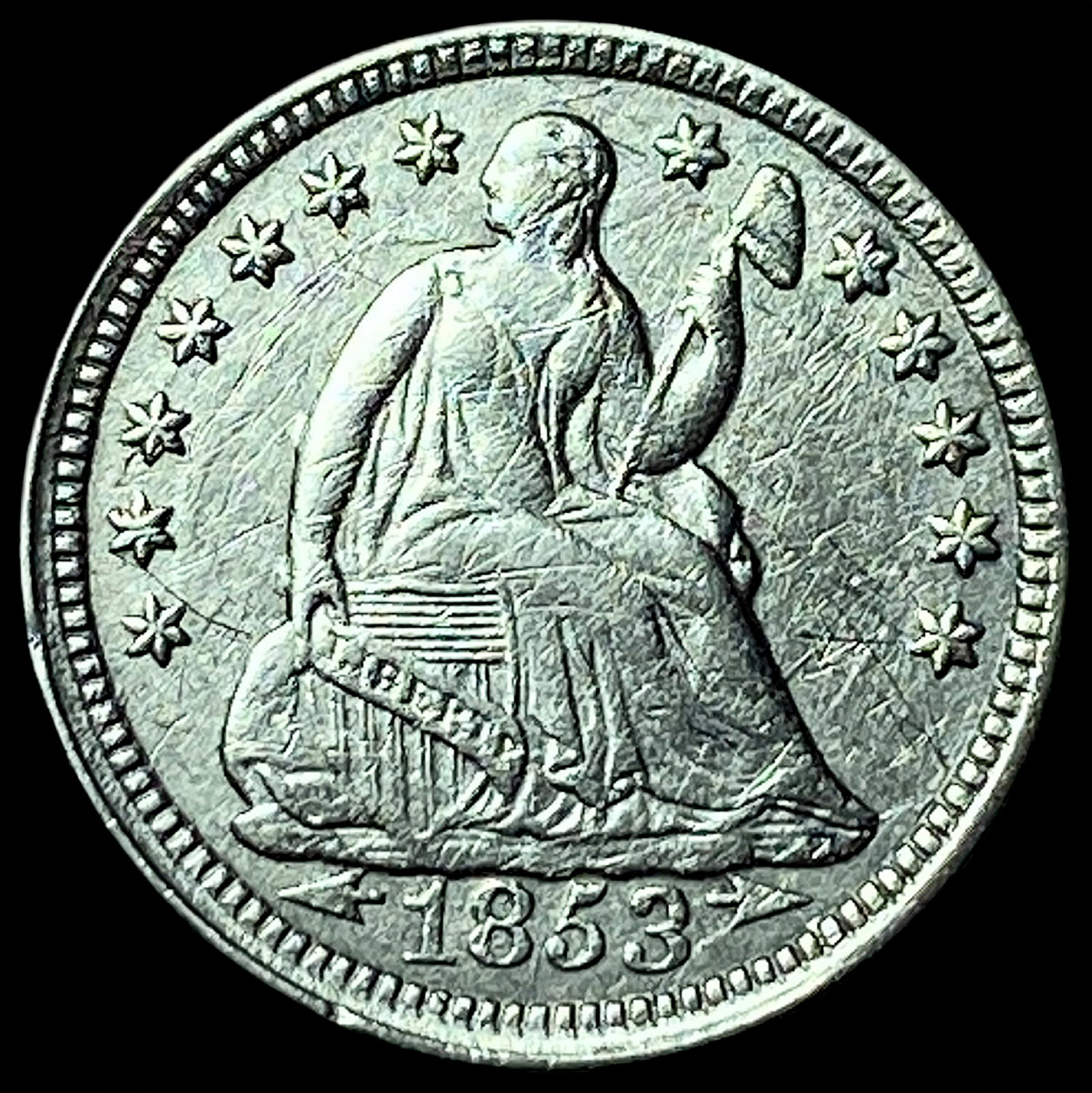 1853 Arrows Seated Liberty Half Dime CHOICE AU: 1853 Arrows Seated Liberty Half Dime CHOICE AU