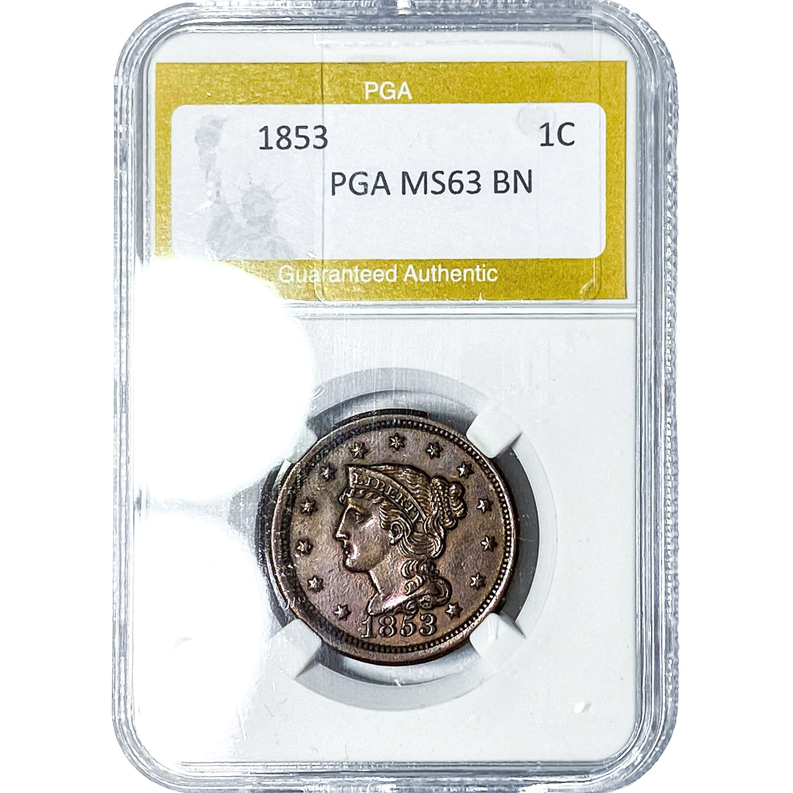 1853 Braided Hair Large Cent PGA MS63BN (1 of 2)