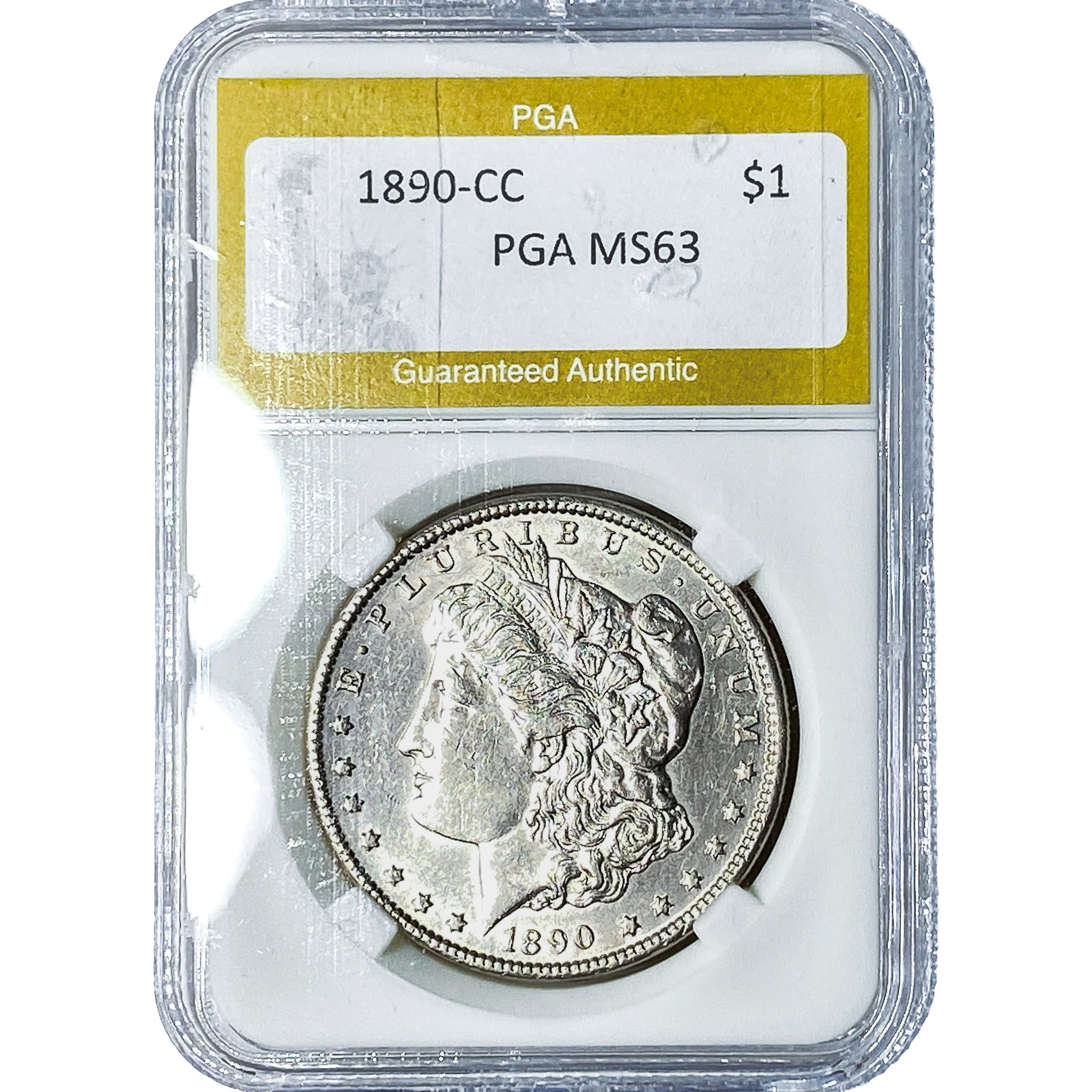 1890-CC Morgan Silver Dollar PGA MS63: 1890-CC Morgan Silver Dollar PGA MS63